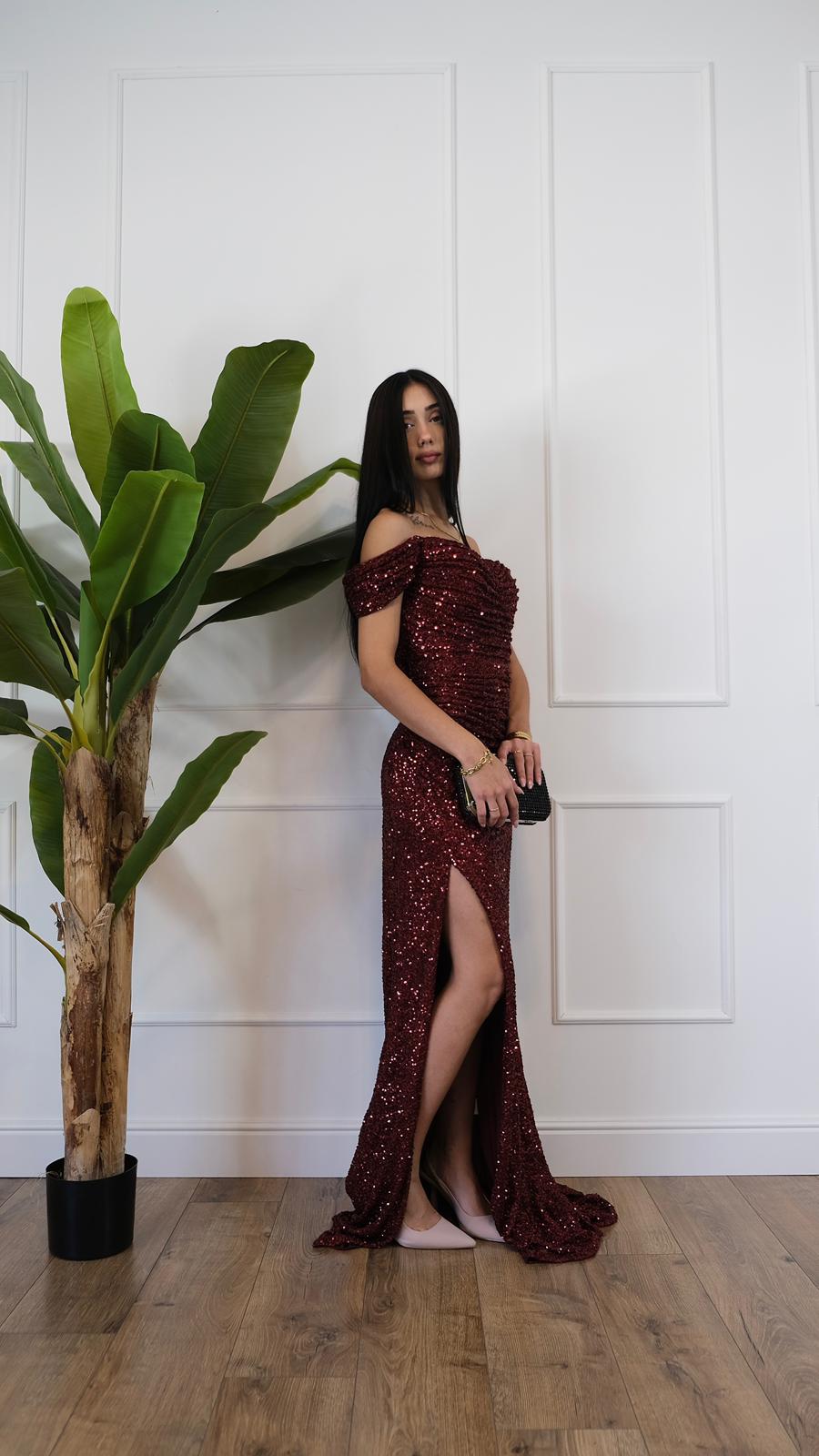 ABITO LUNGO PAILLETTES RED 80791 NEW