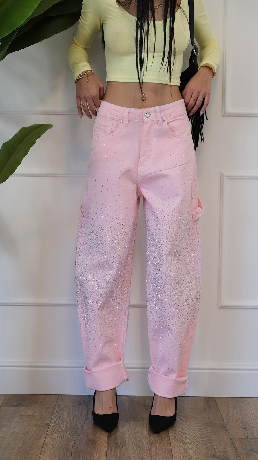 JEANS ROSA BRILLANTINI A3369 NEW