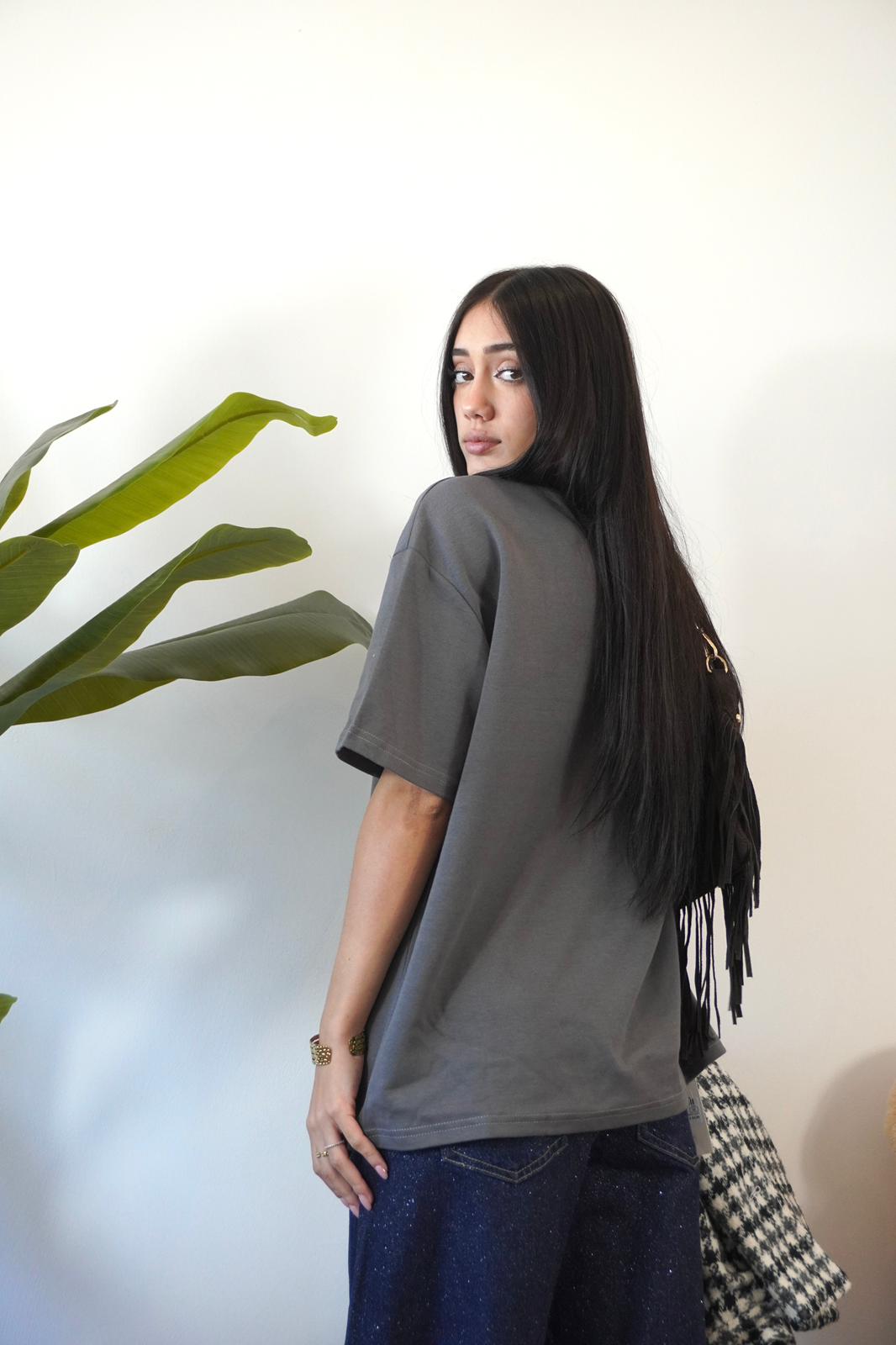 T-SHIRT MANICHE ORTE GRIGIA 14859 NEW