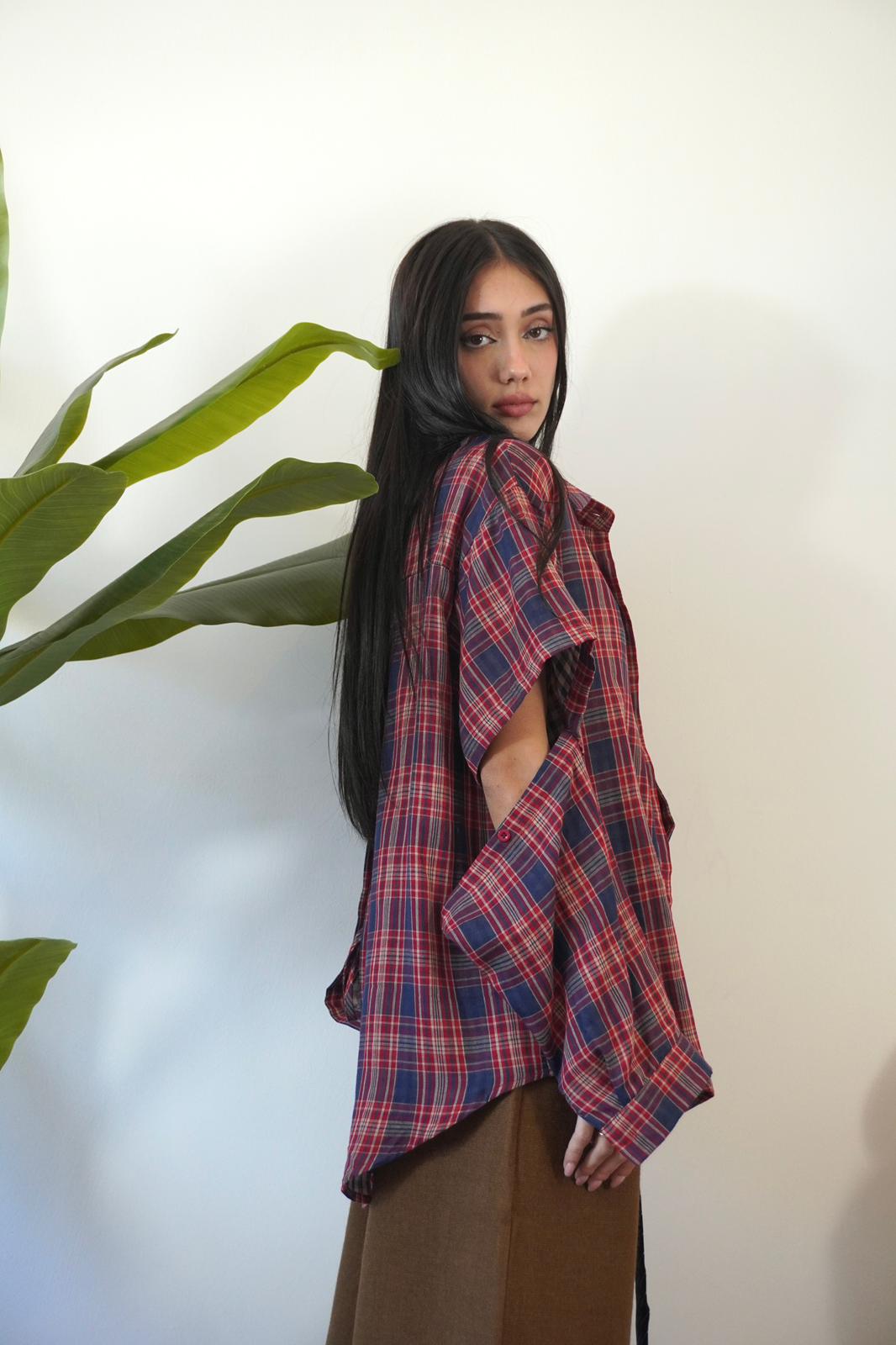 CAMICIA MANICA REMOVIBILE BORDEAUX H12291 NEW