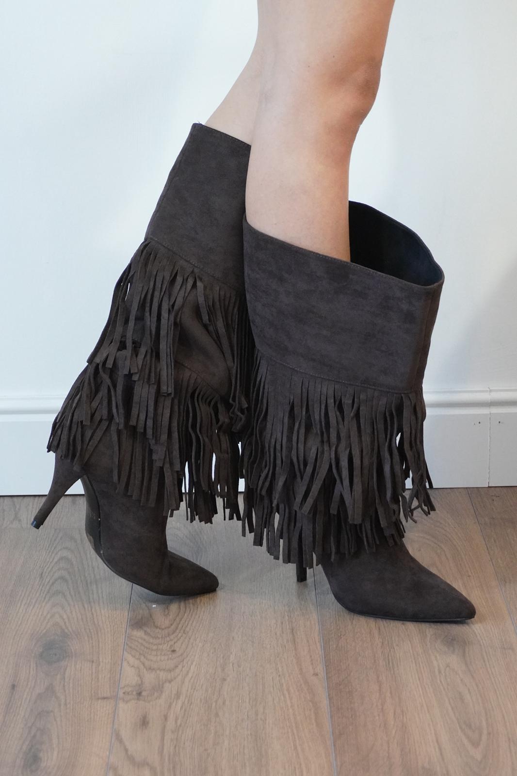 STIVALE CAMOSCIO FRANGE 52207 NEW