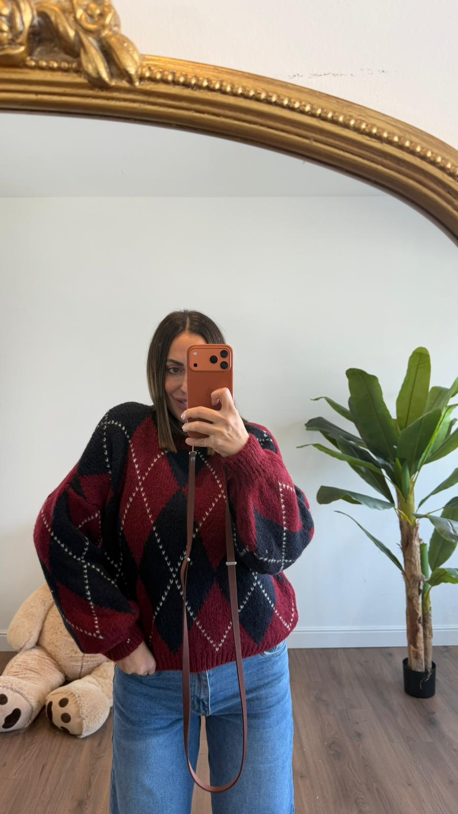 MAGLIONE ROMBI BORDEAUX 22028 NEW