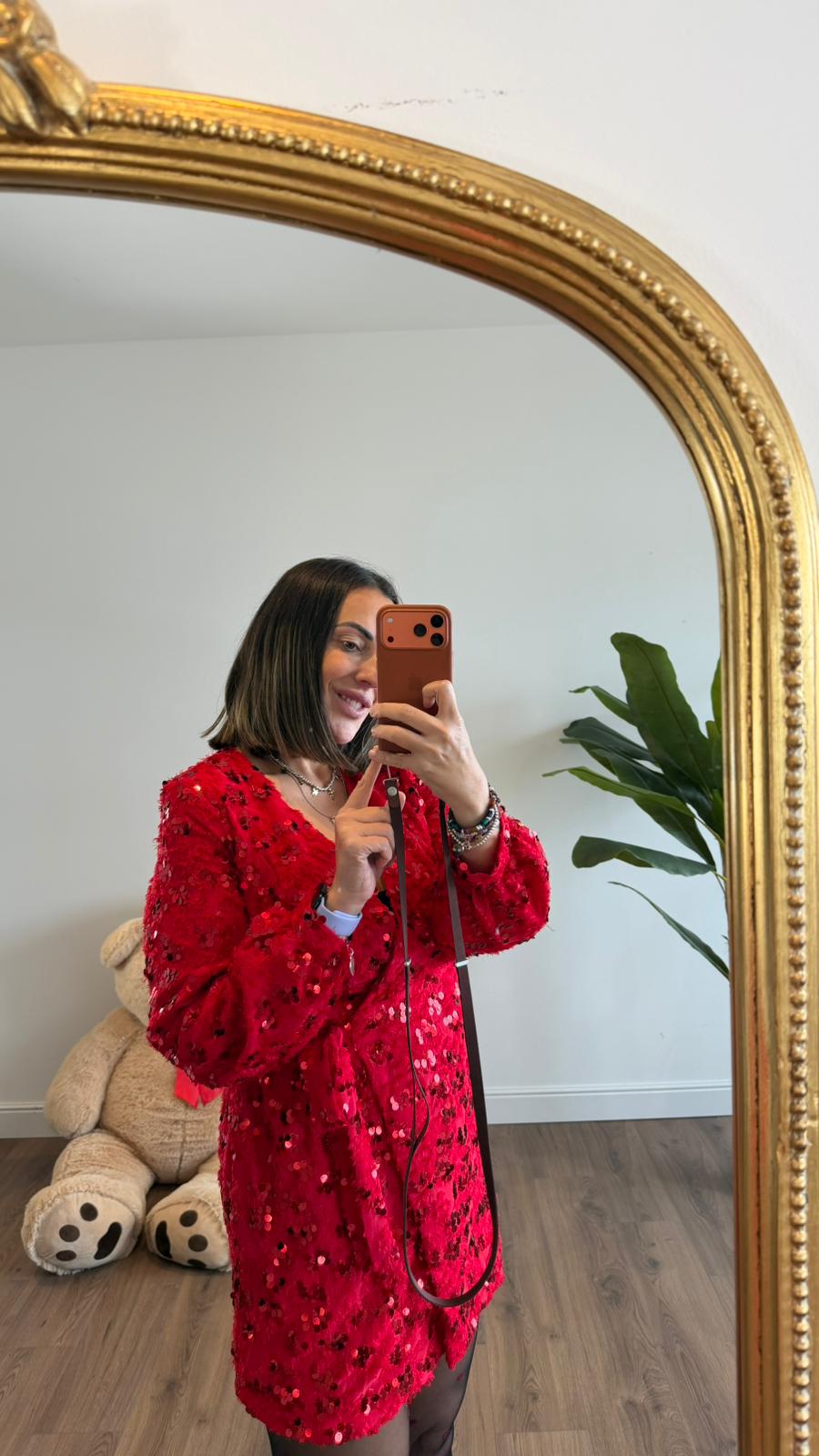 ABITO PAILLEETTES A KIMONO ROSSO M657 NEW