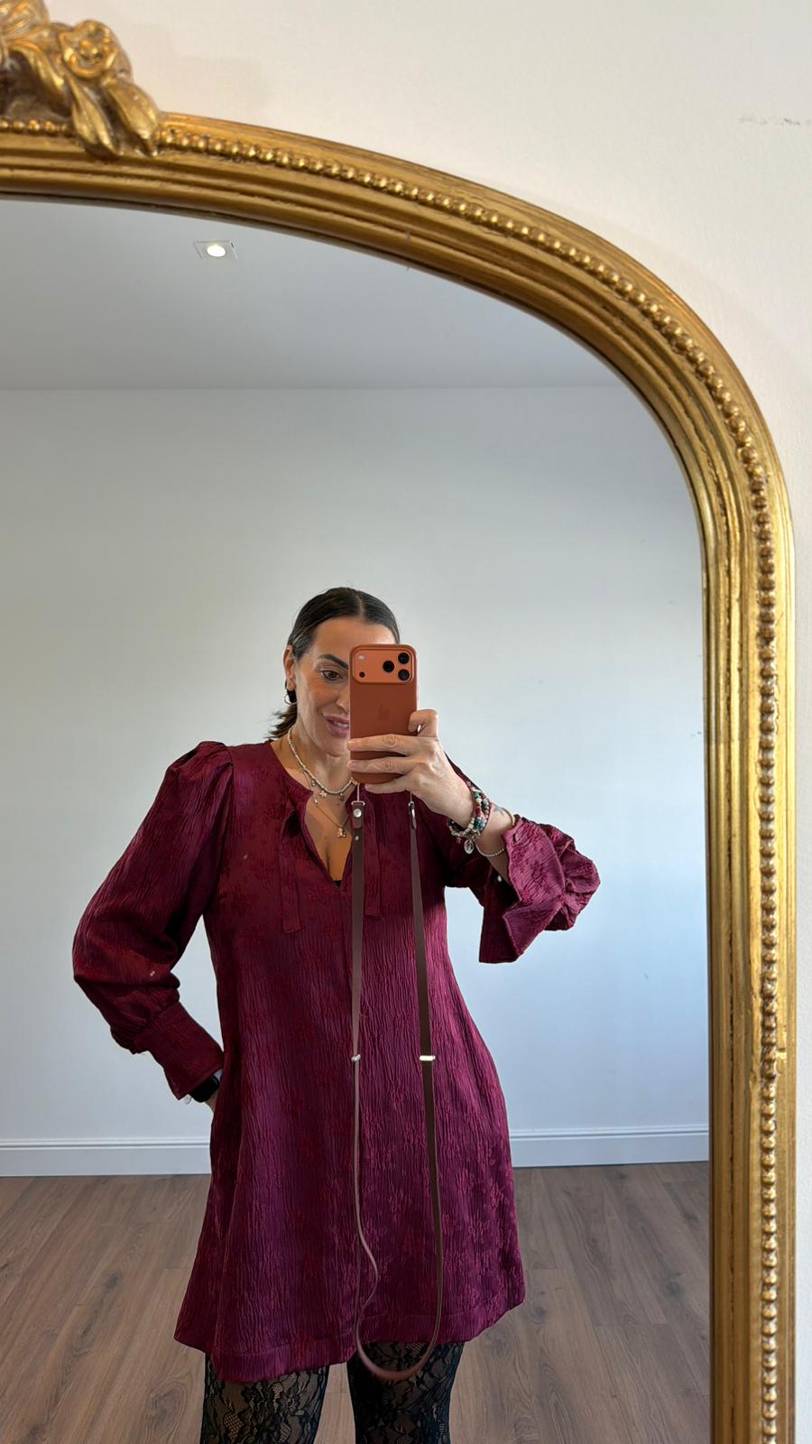 ABITO RICAMI BORDEAUX NEW