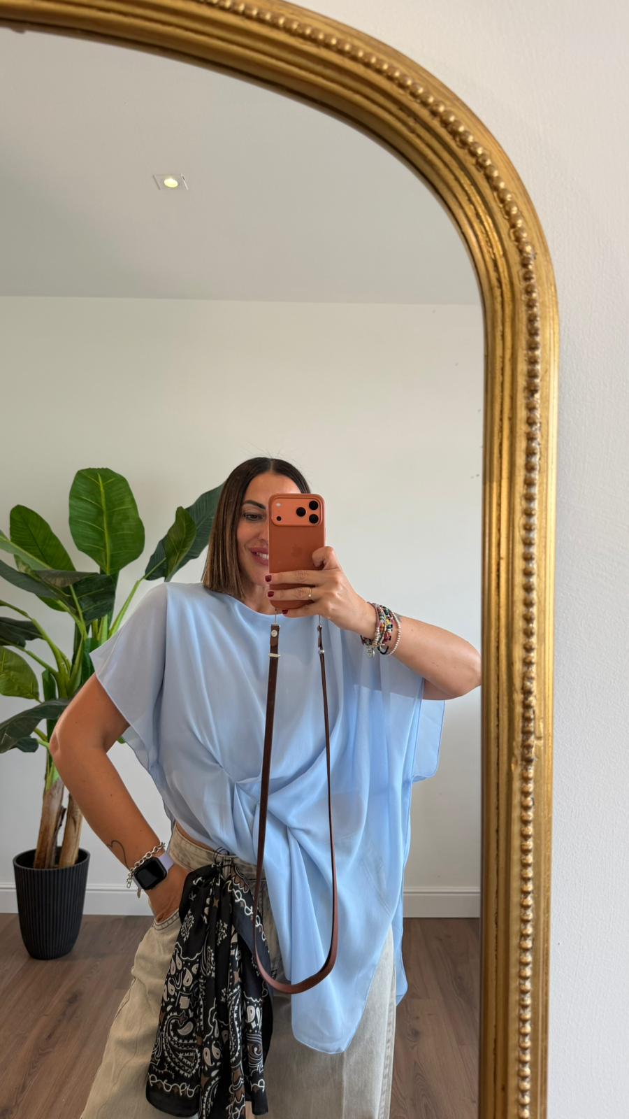BLUSA AZZURRA DRAPPEGGIO 4550 NEW