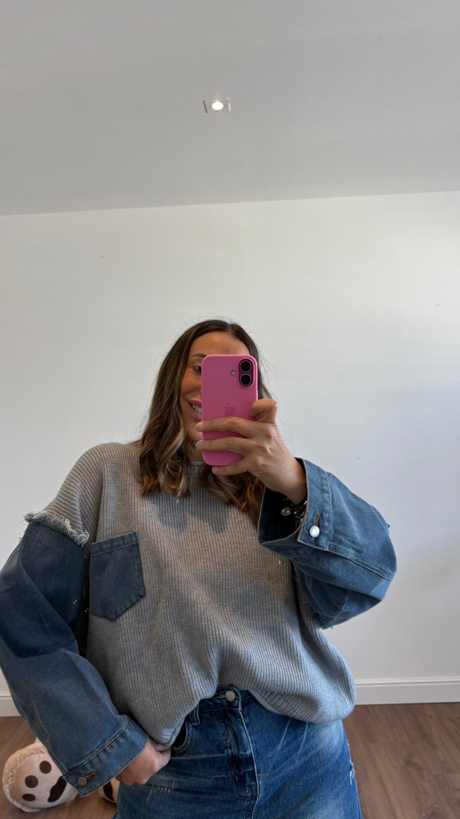 MAGLIONE MANICHE JEANS H895 NEW