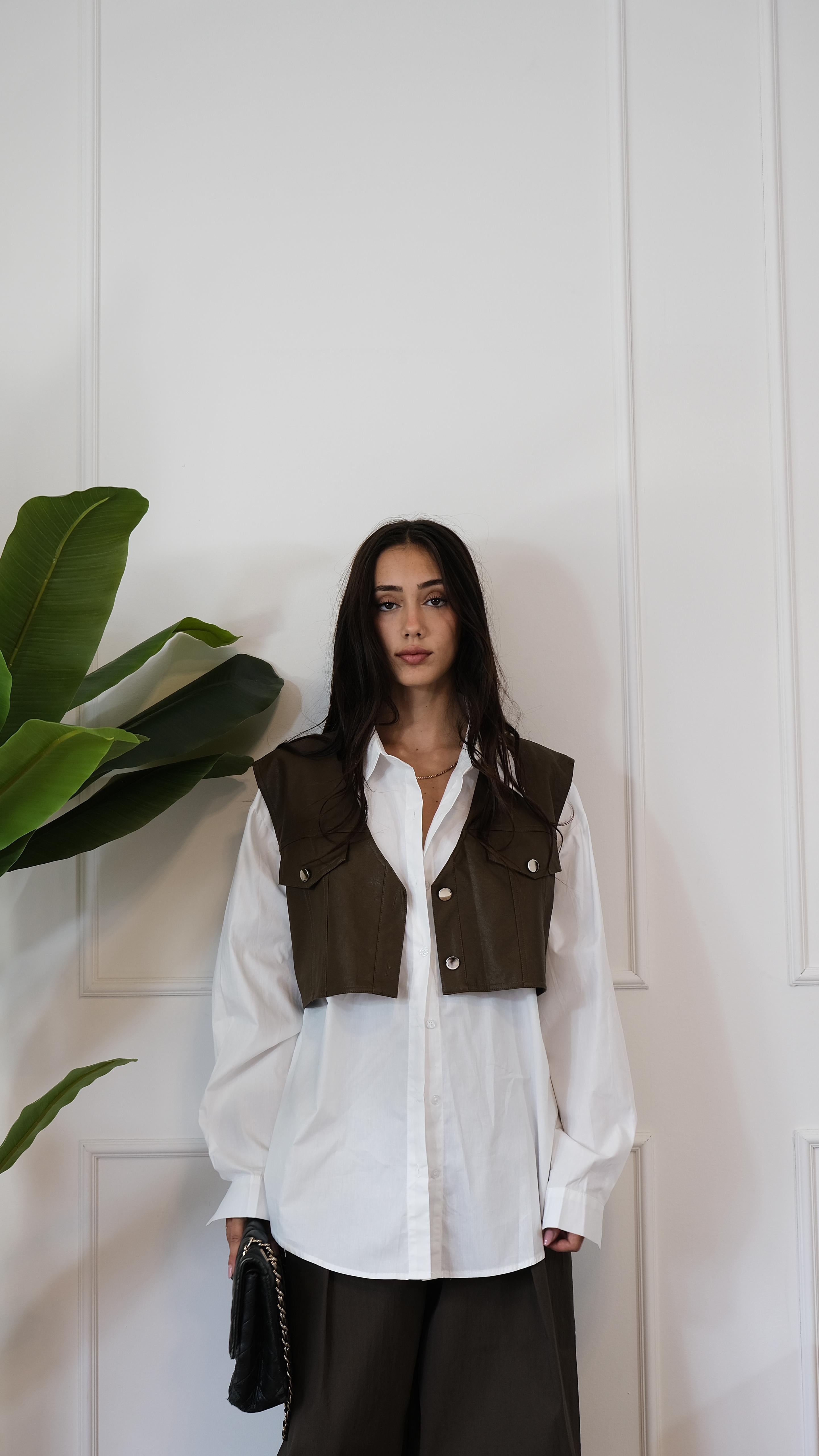 CAMICIA CON GILET ECOPELLE 15657 NEW