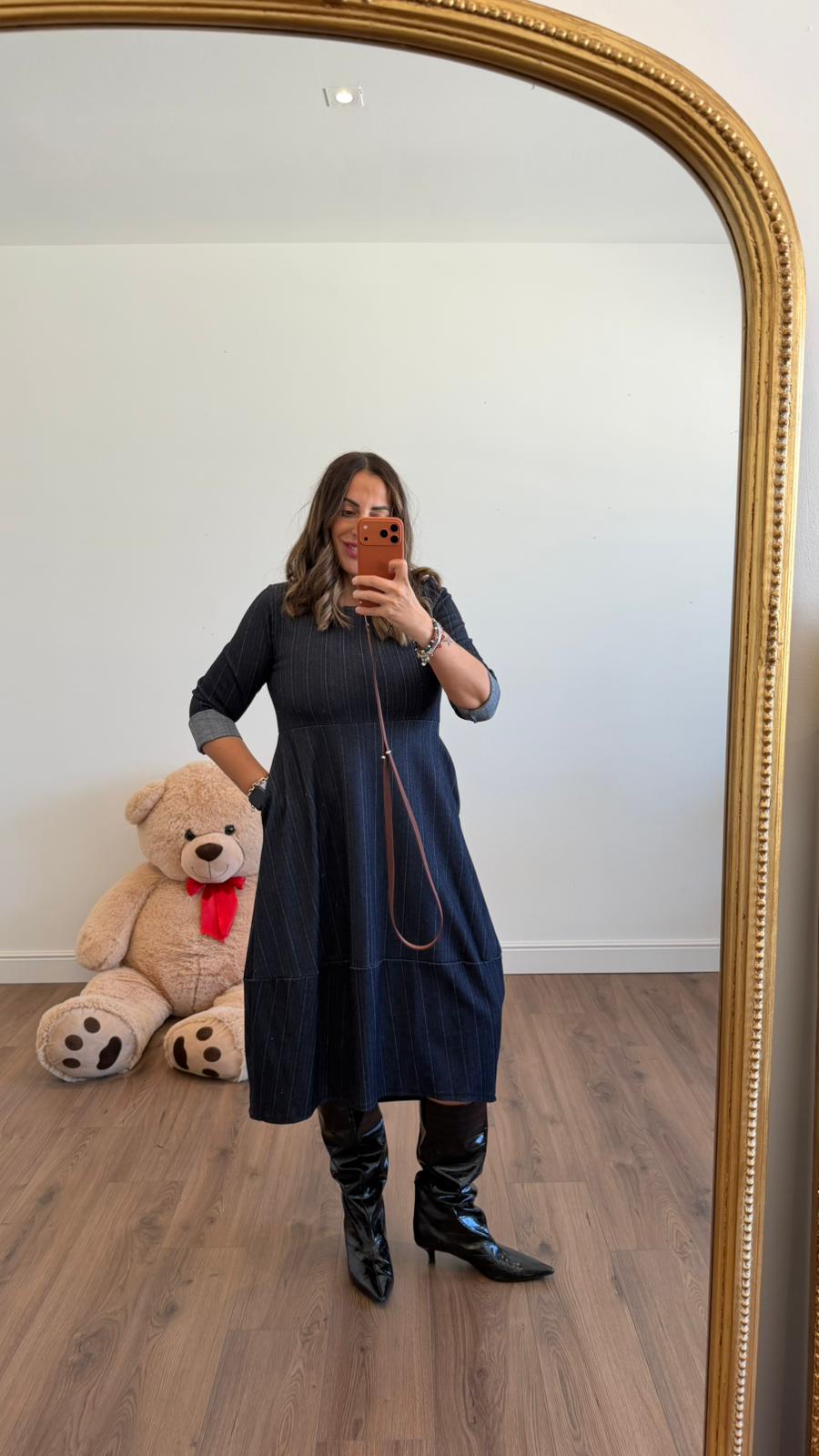 ABITO MIDI A RIGHE L1728 NEW