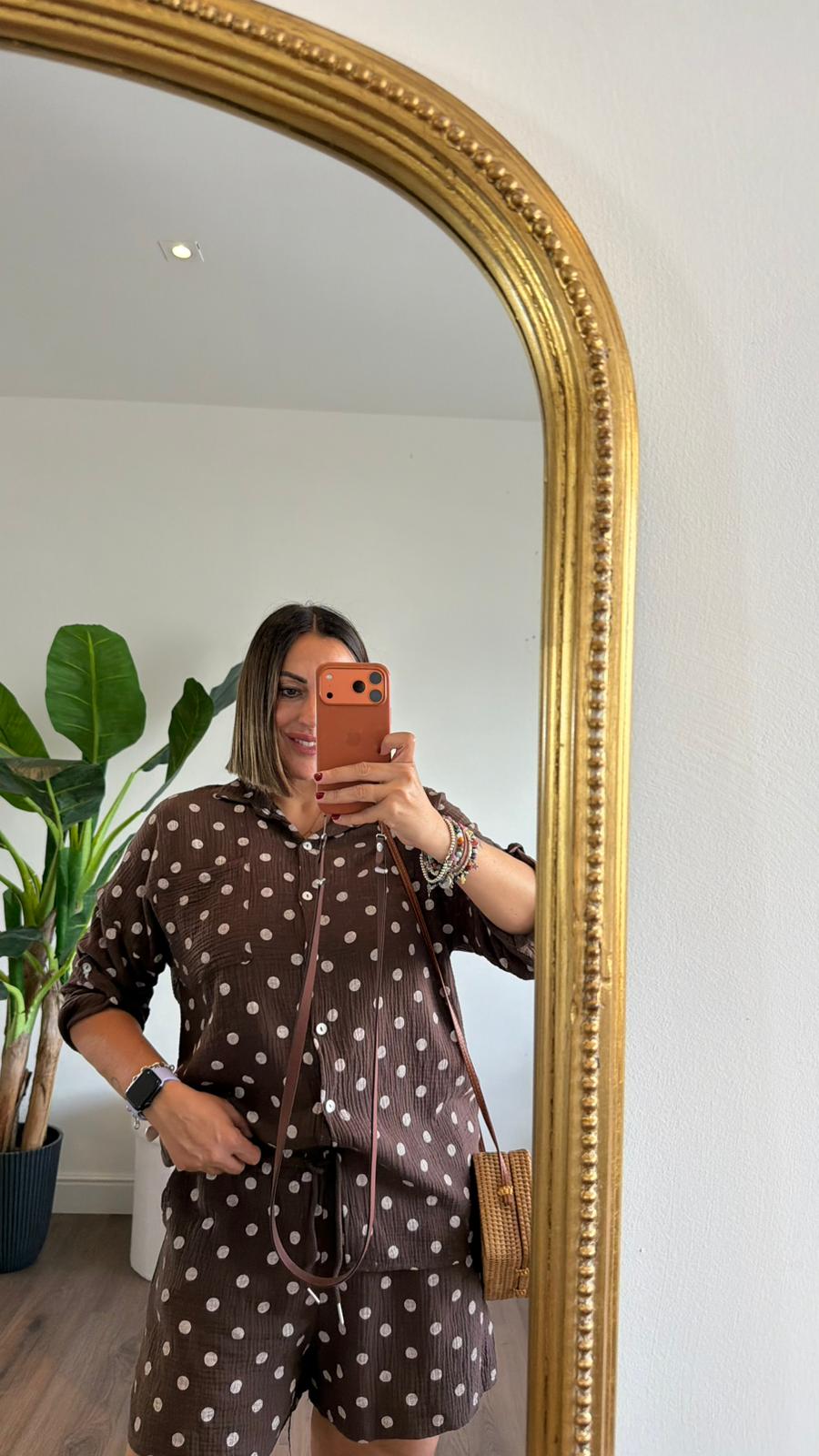 COMPLETO MARRONE A POIS 82102 NEW