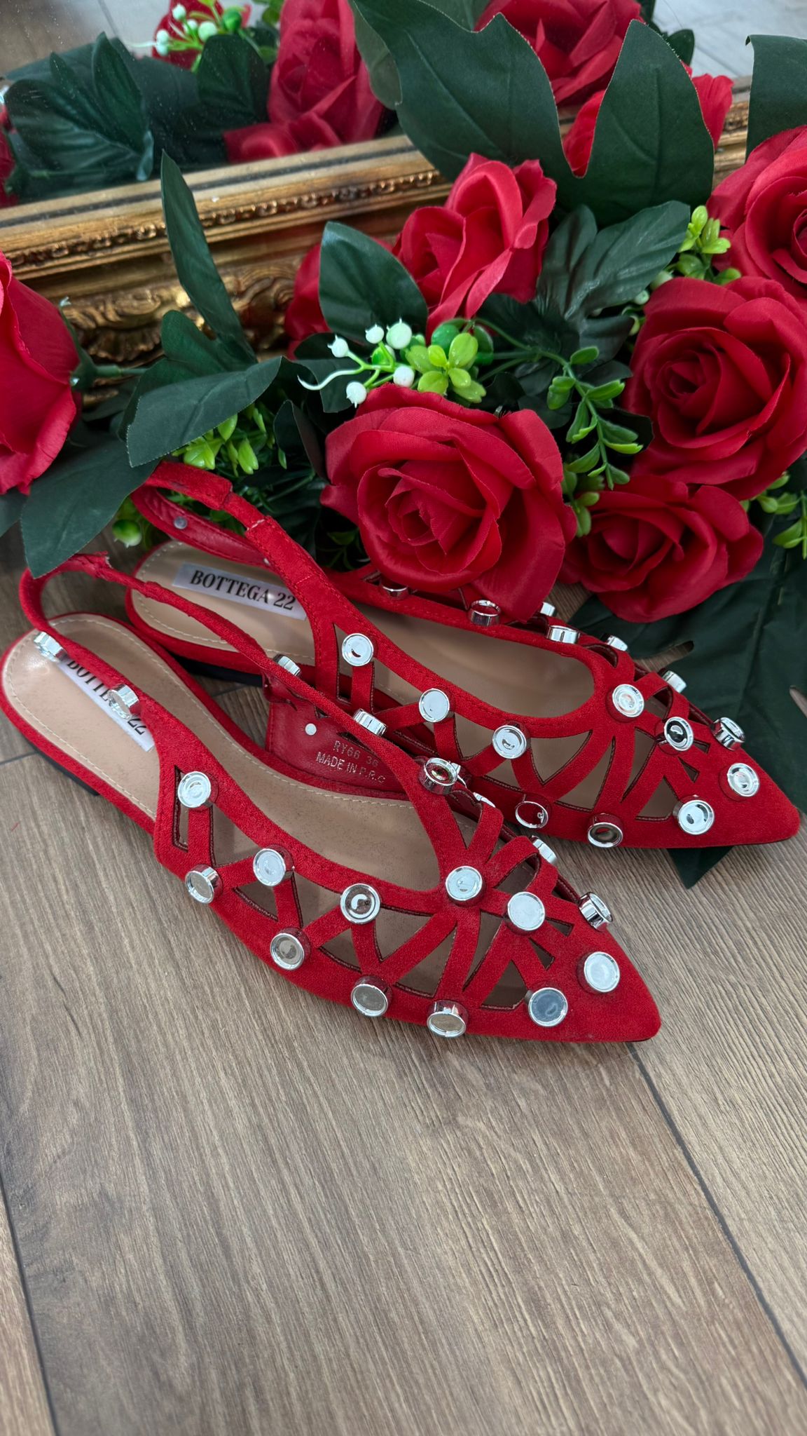 BALLERINA ROSSA CON BORCHIE RY66 NEW