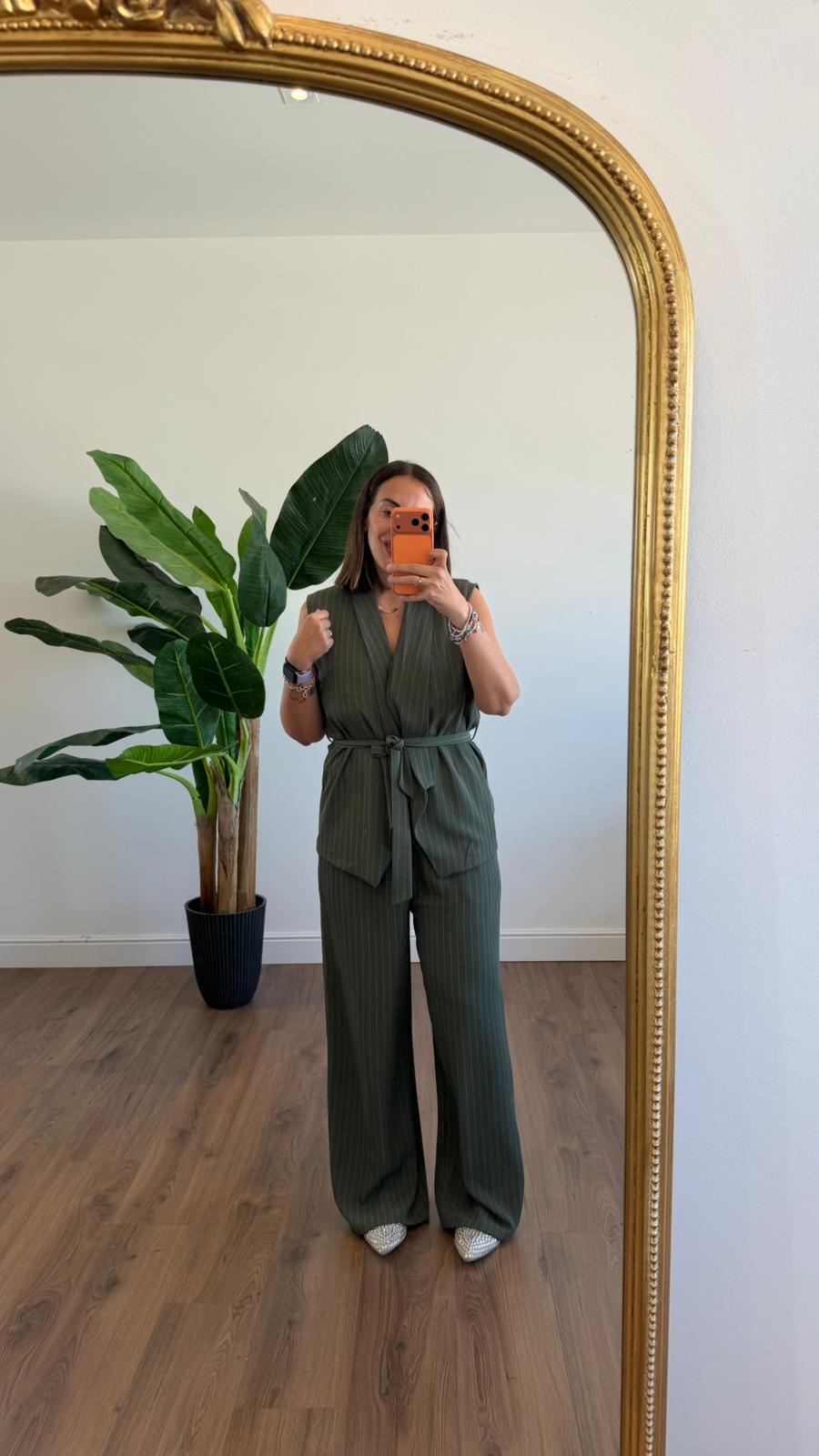 PANTALONE GESSATO VERDE 26175 NEW