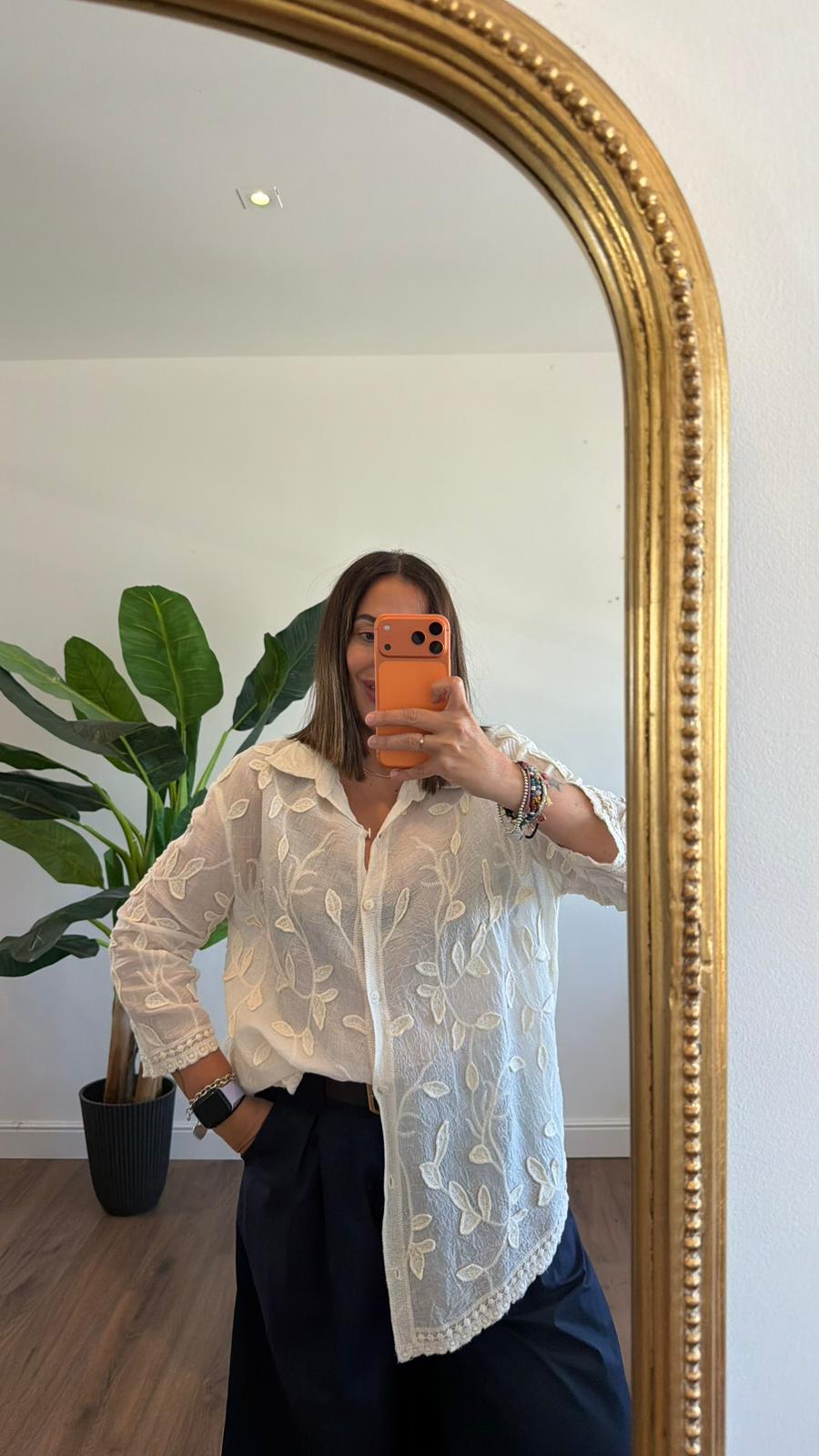 CAMICIA RICAMI PANNA 202501 NEW