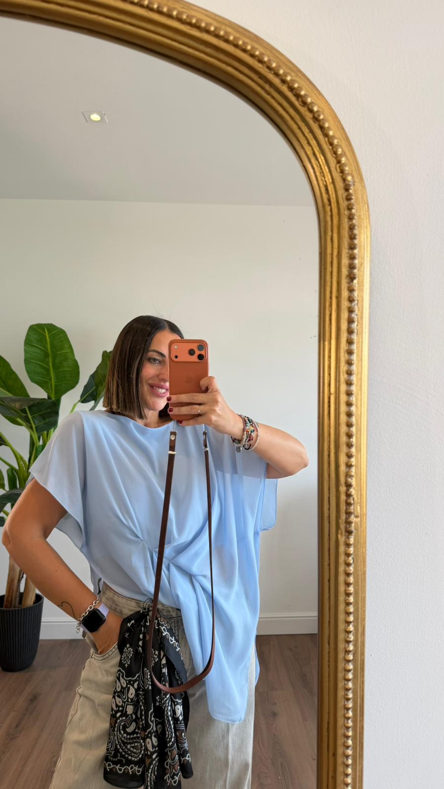 BLUSA AZZURRA DRAPPEGGIO 4550 NEW