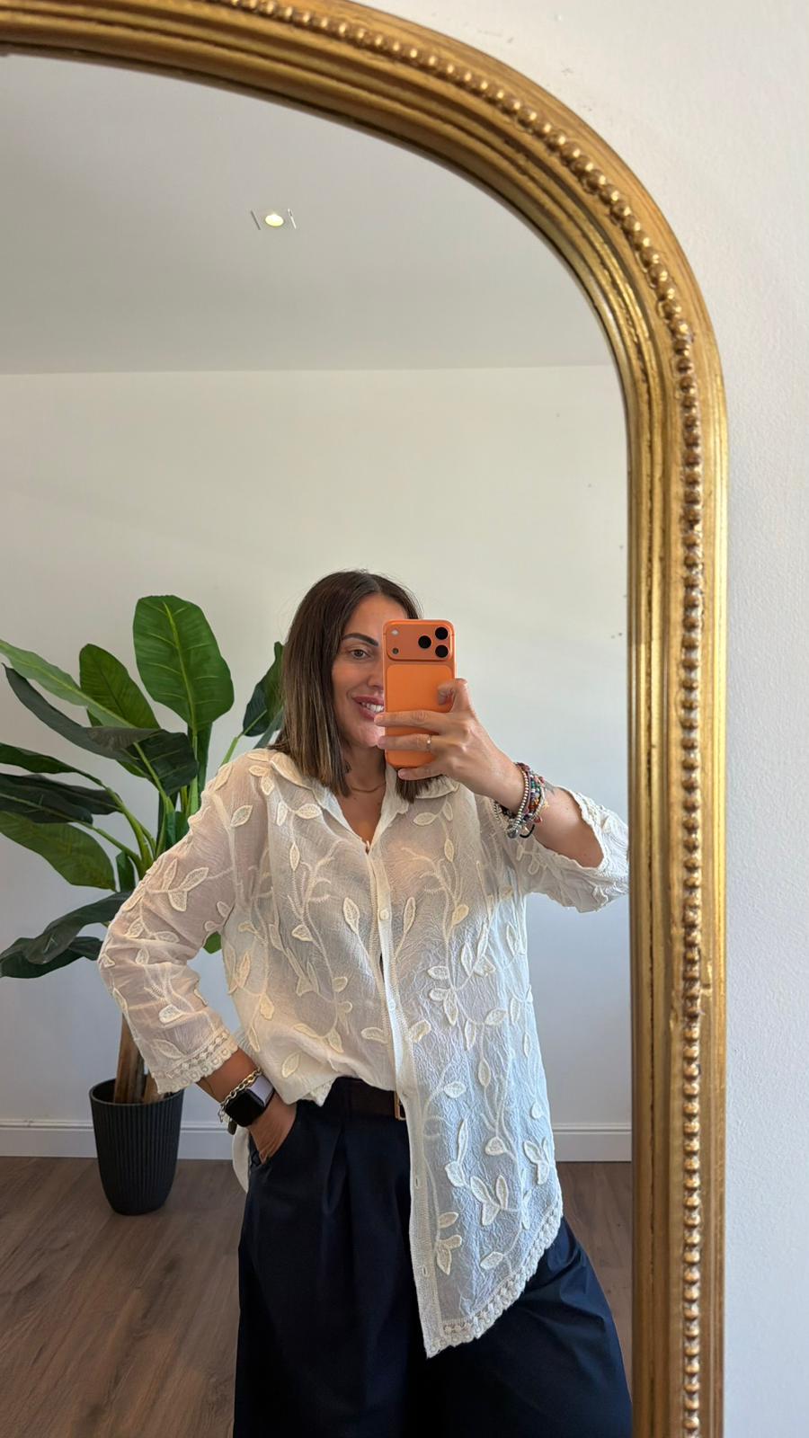 CAMICIA RICAMI PANNA 202501 NEW