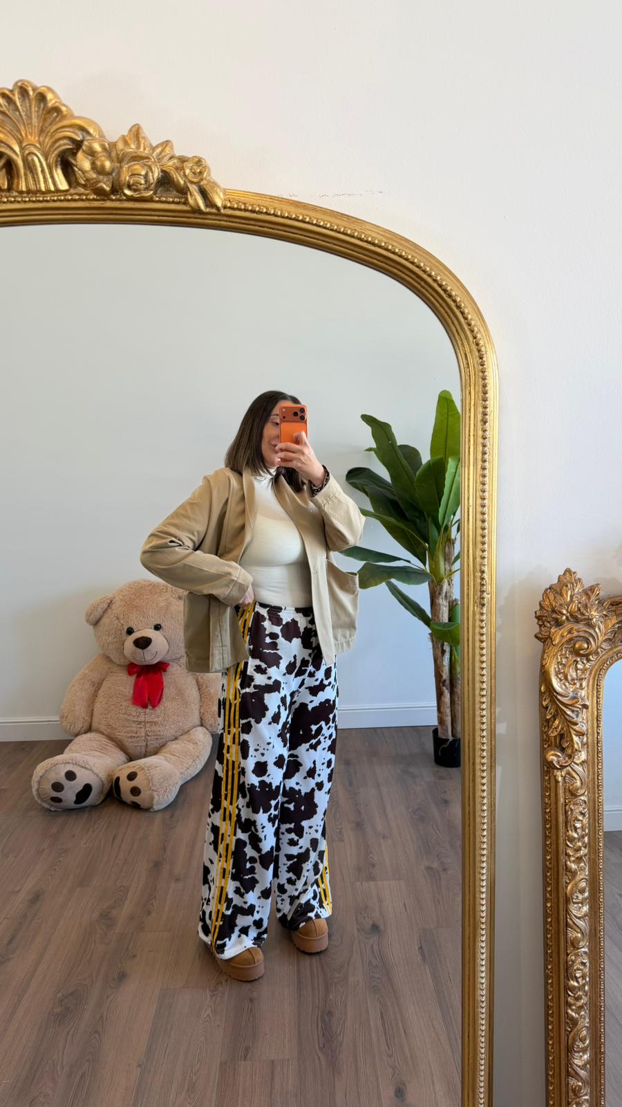 PANTALONE COWPRINT RIGHE GIALLE NEW