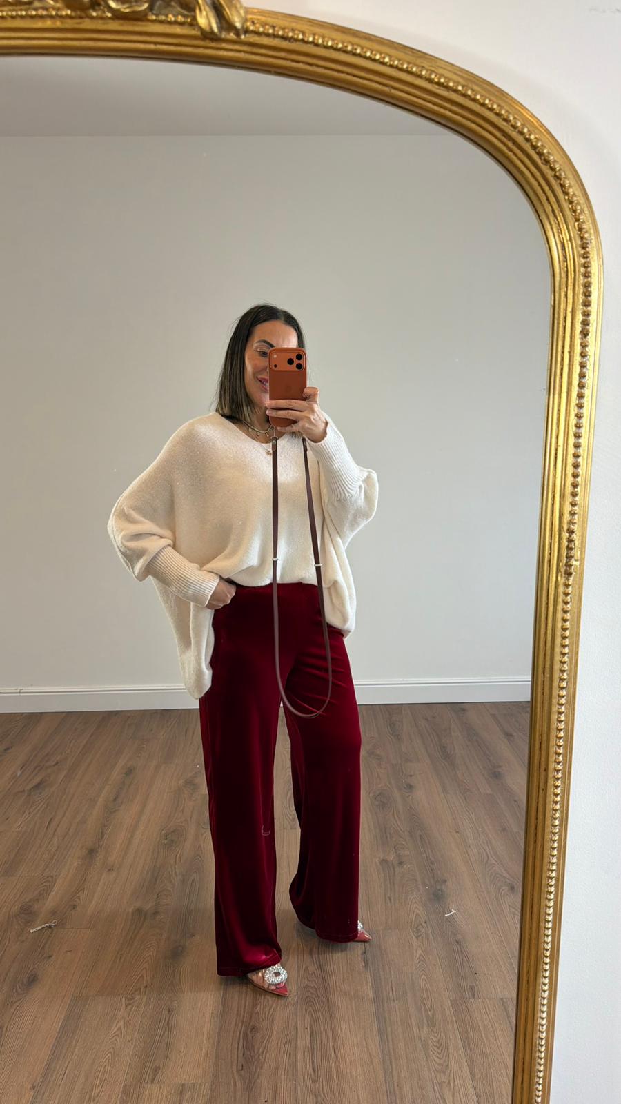 PANTALONE VELLUTO ROSSO 25537 NEW