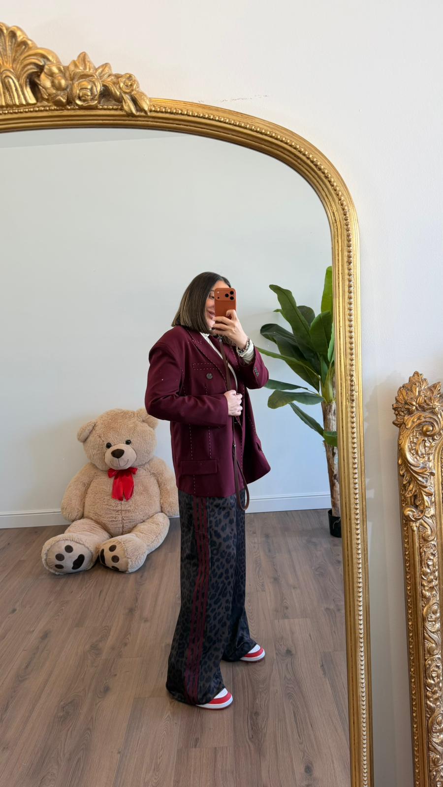 PANTALONE LEOPARDATO BANDE BORDEAUX NEW