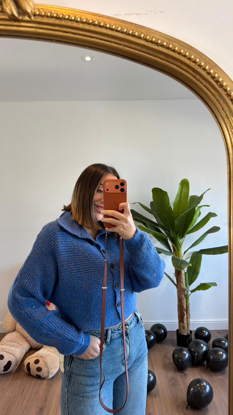 MAGLIONE CROP AZZURRO W45765 NEW