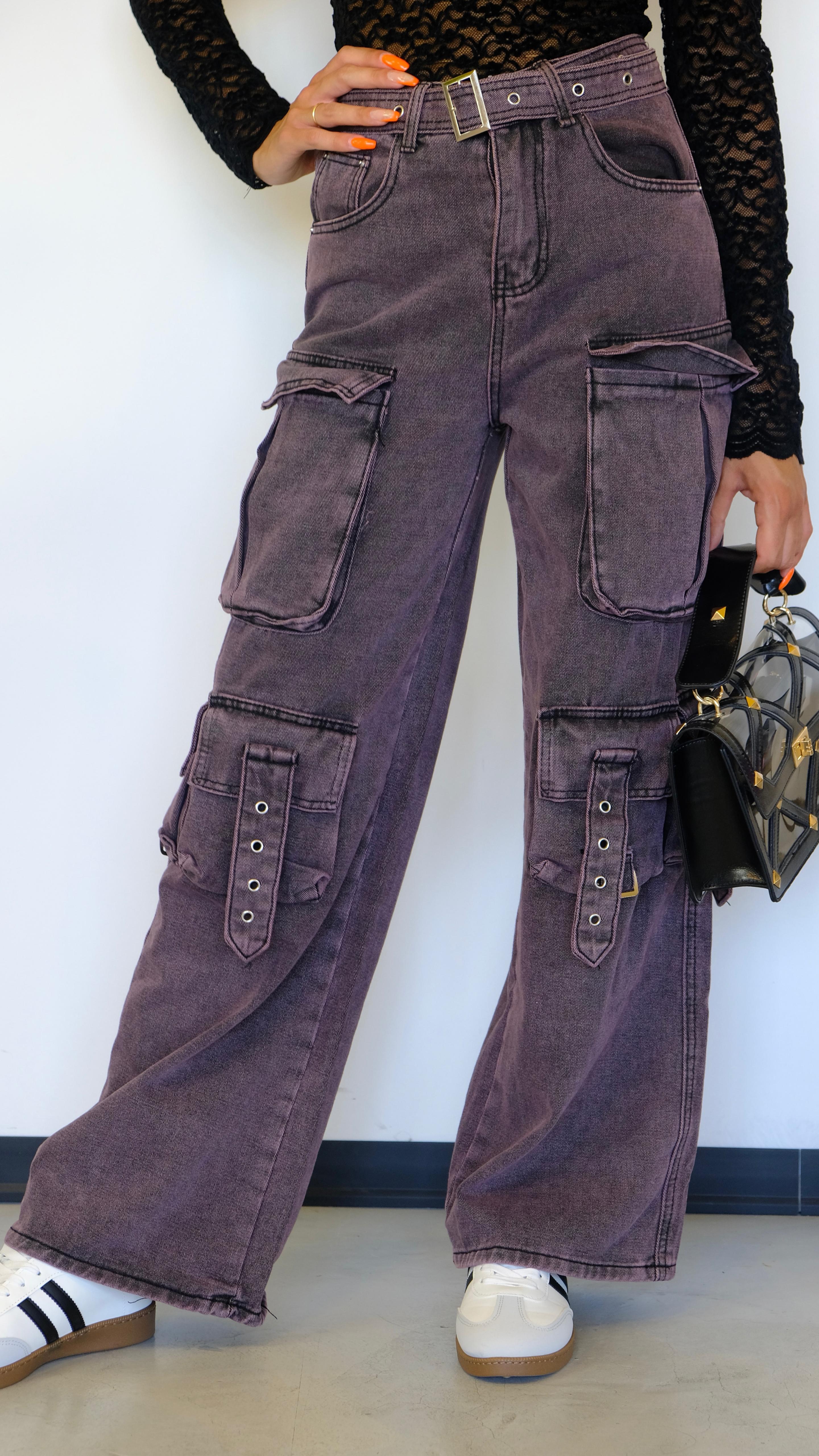 JEANS CARGO VIOLA