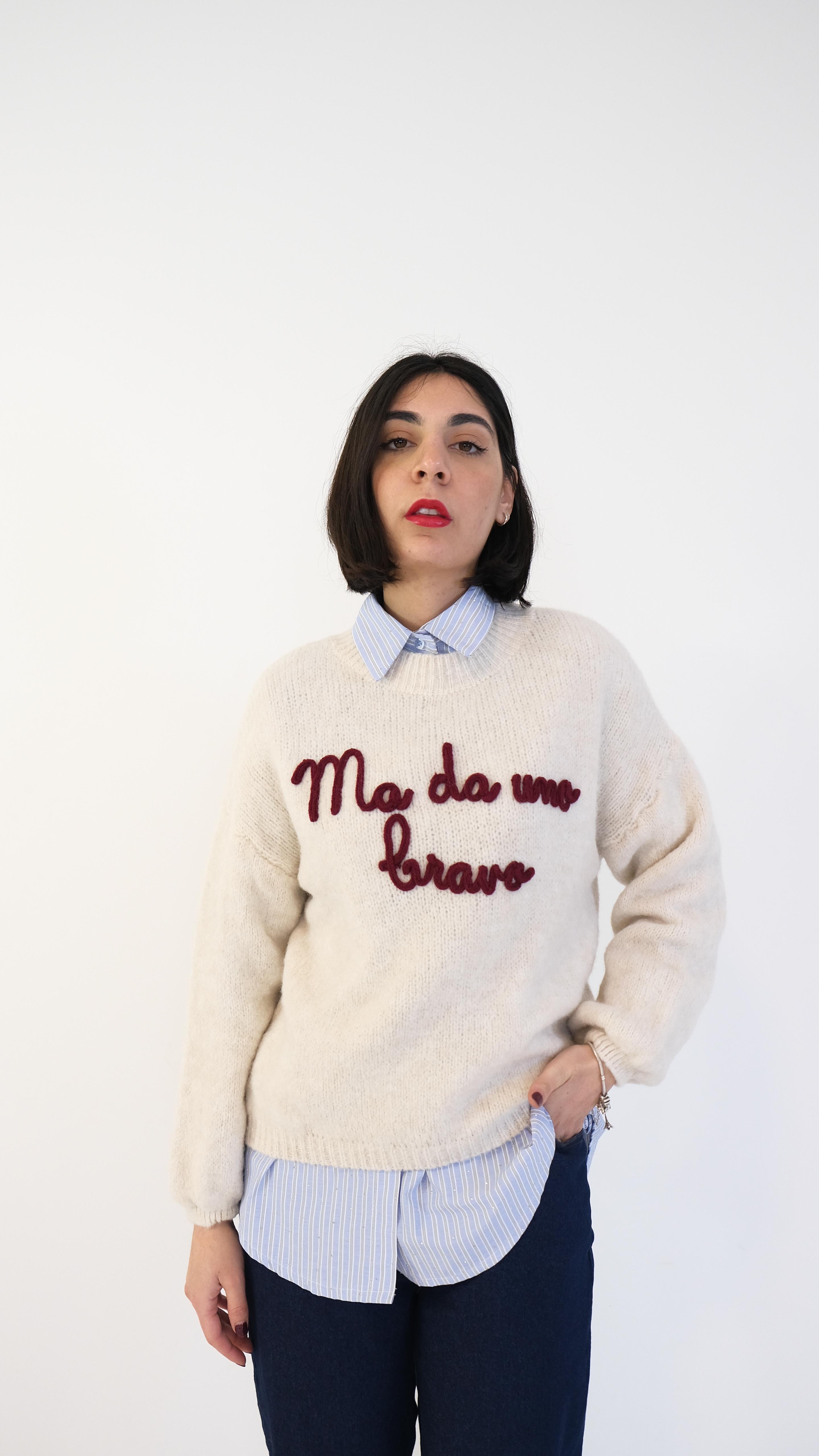 MAGLIONE OVER "MA DA UNO BRAVO" 0122 NEW