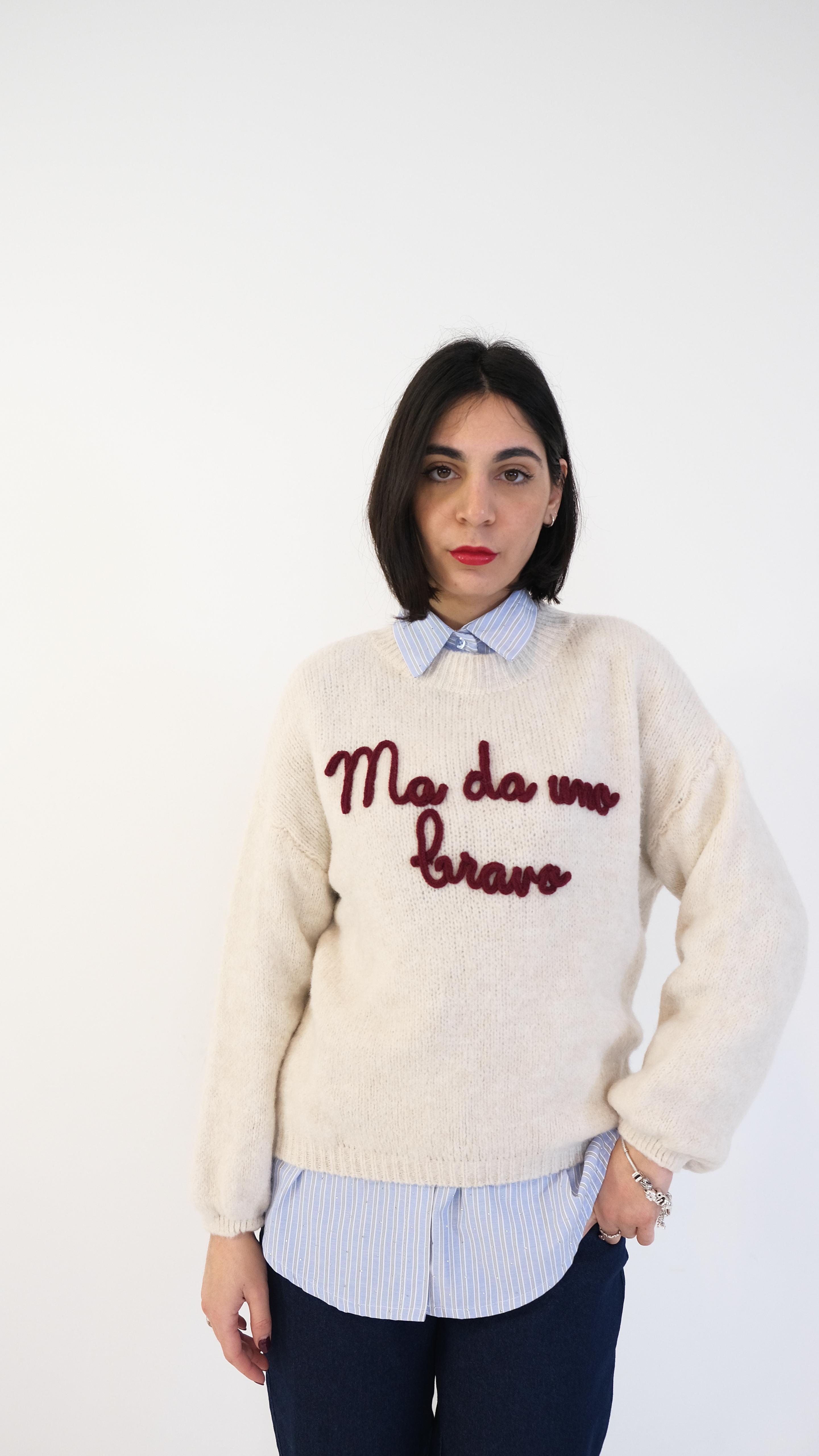 MAGLIONE OVER "MA DA UNO BRAVO" 0122 NEW