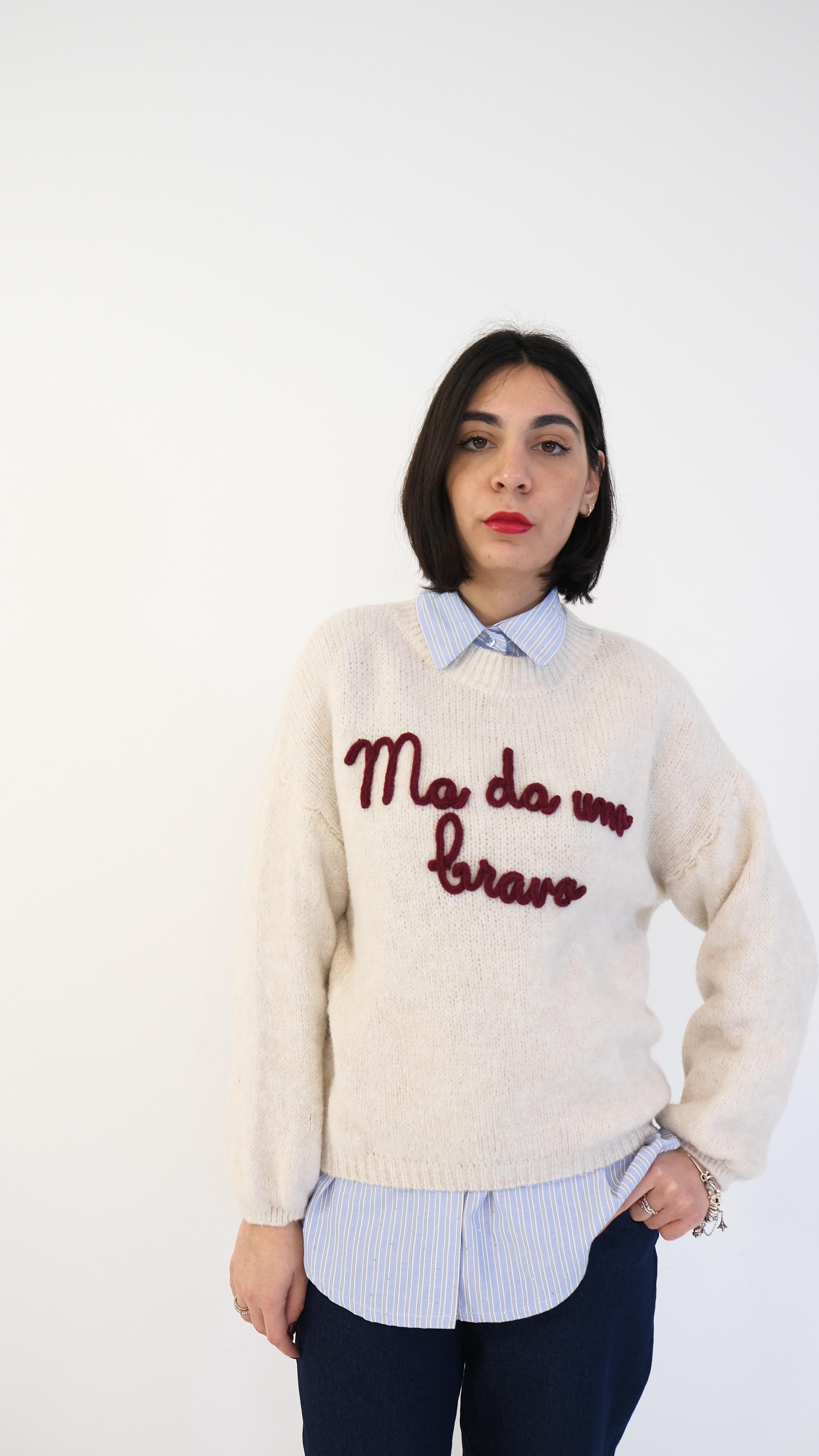 MAGLIONE OVER "MA DA UNO BRAVO" 0122 NEW