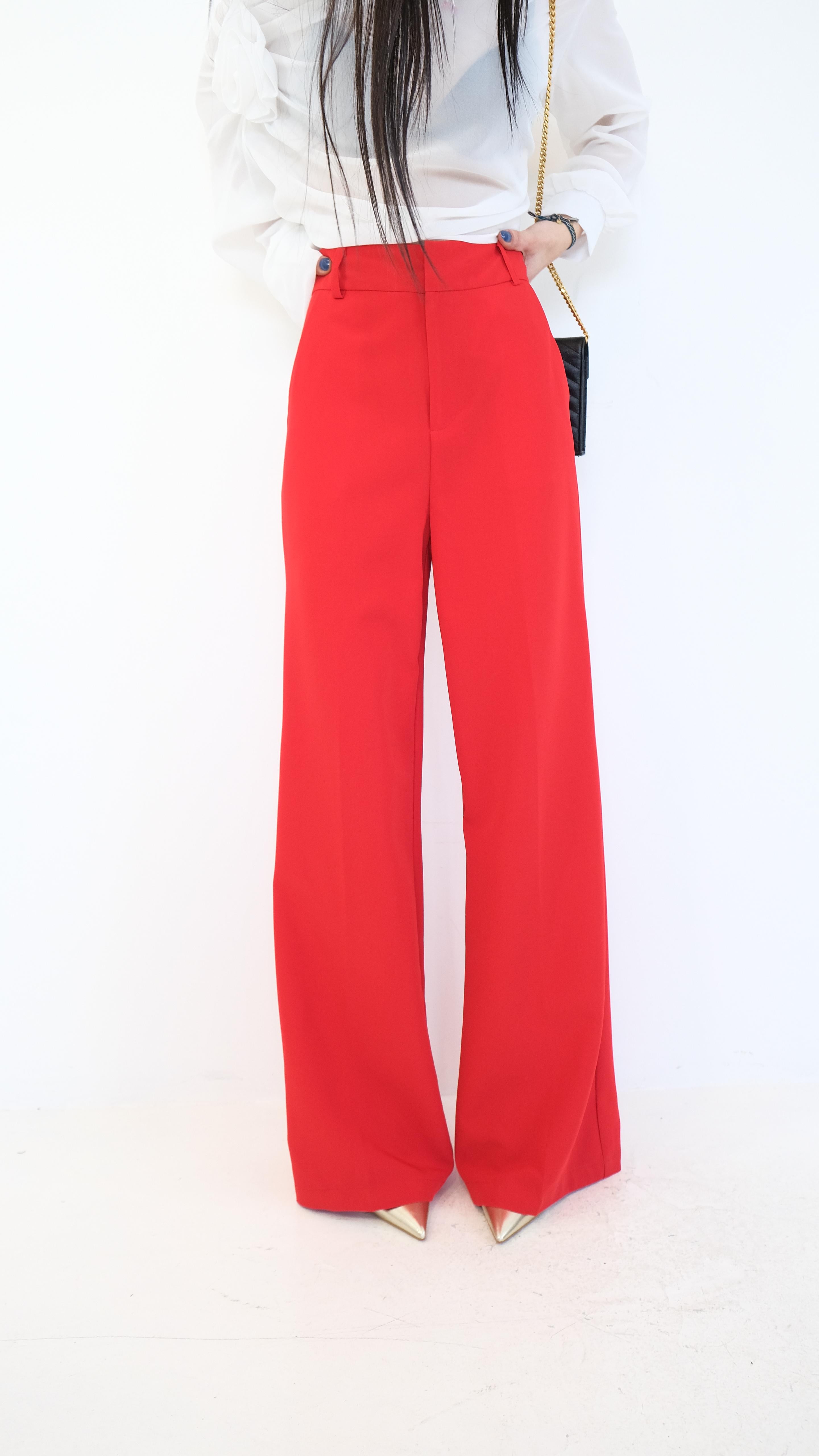 PANTALONE ROSSO A PALAZZO N11421 NEW