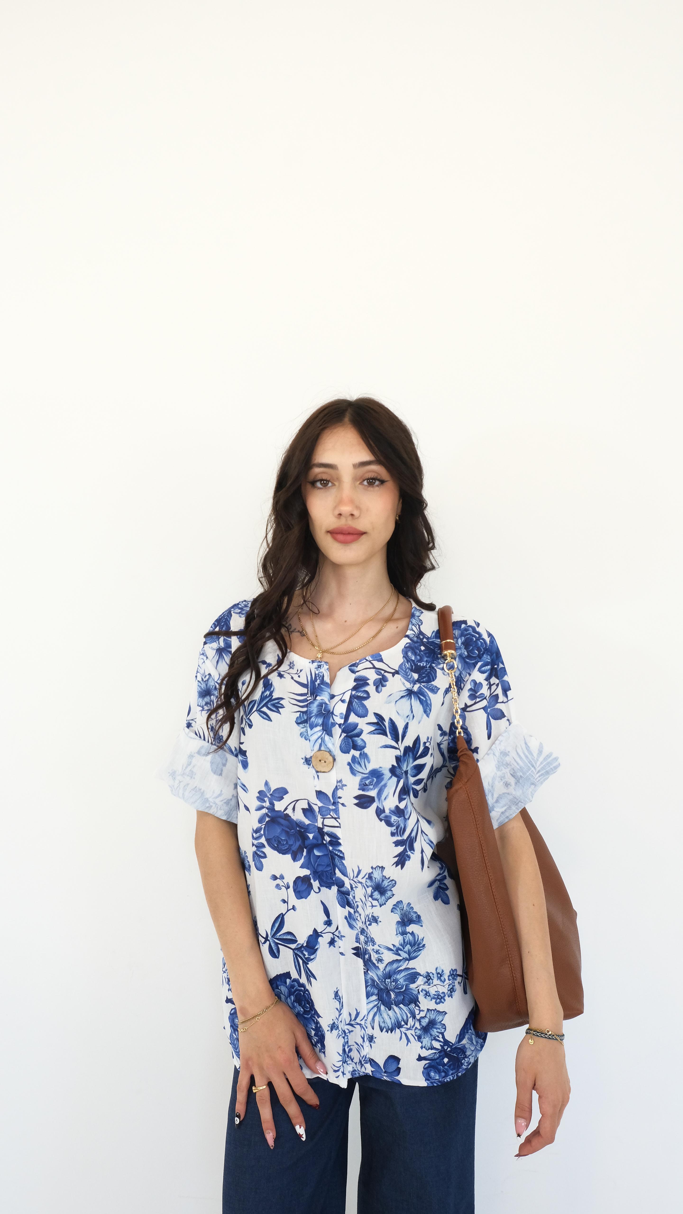CAMICIA FIORI AZZURRA 5125 NEW