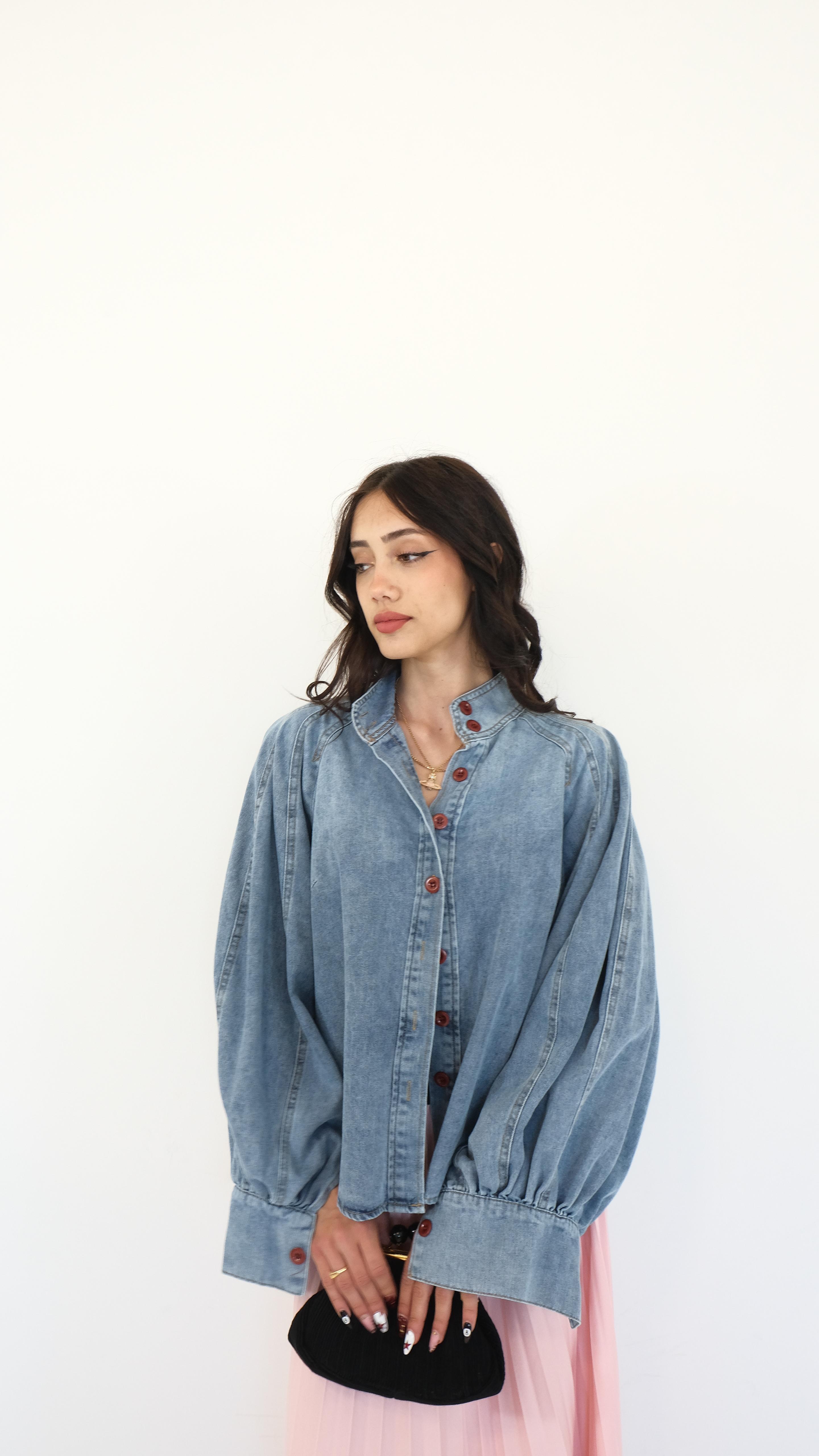 CAMICIA MANICHE A PALLONCINO W26556 NEW