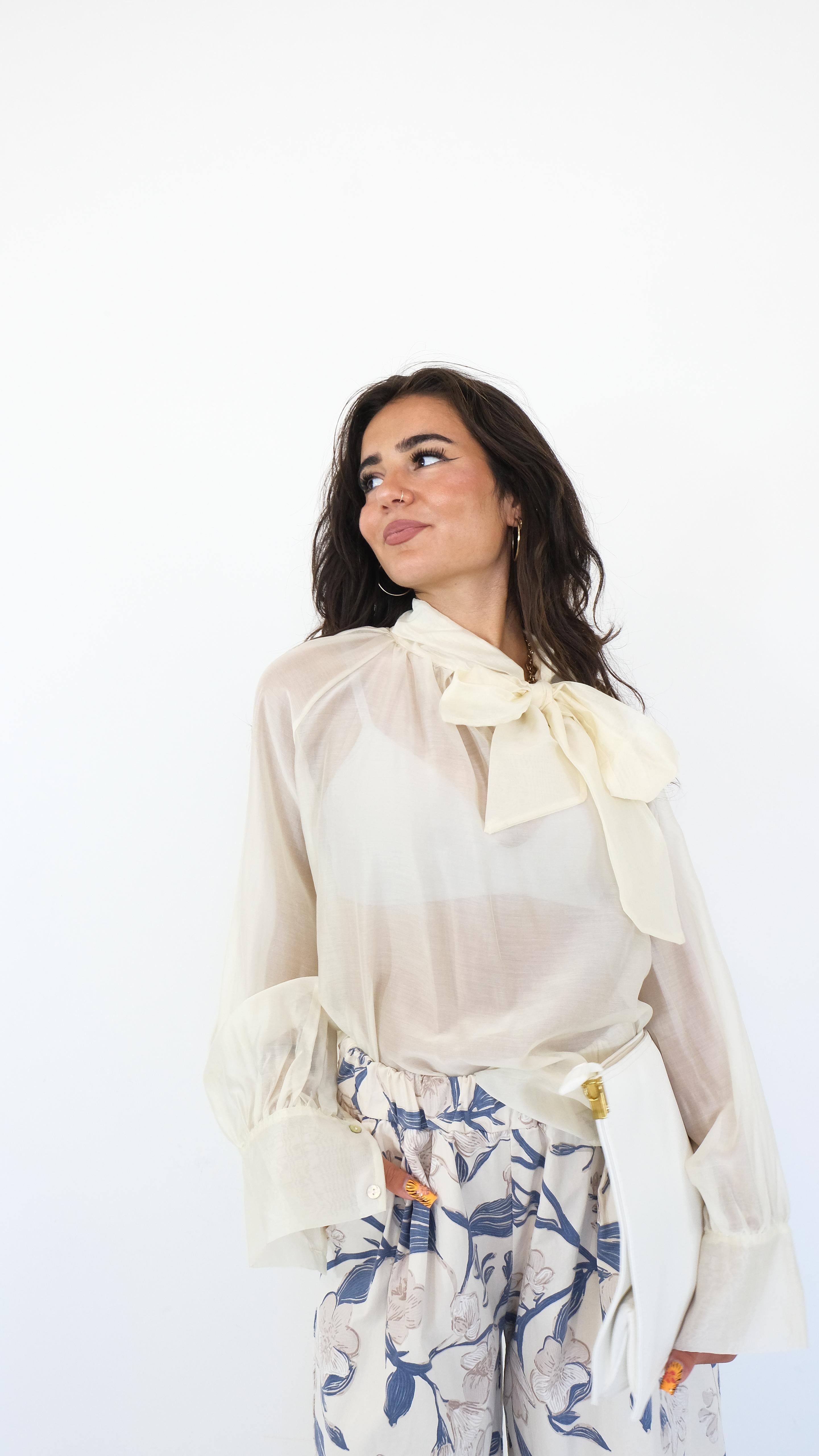 CAMICIA FIOCCO BEIGE 25053 NEW