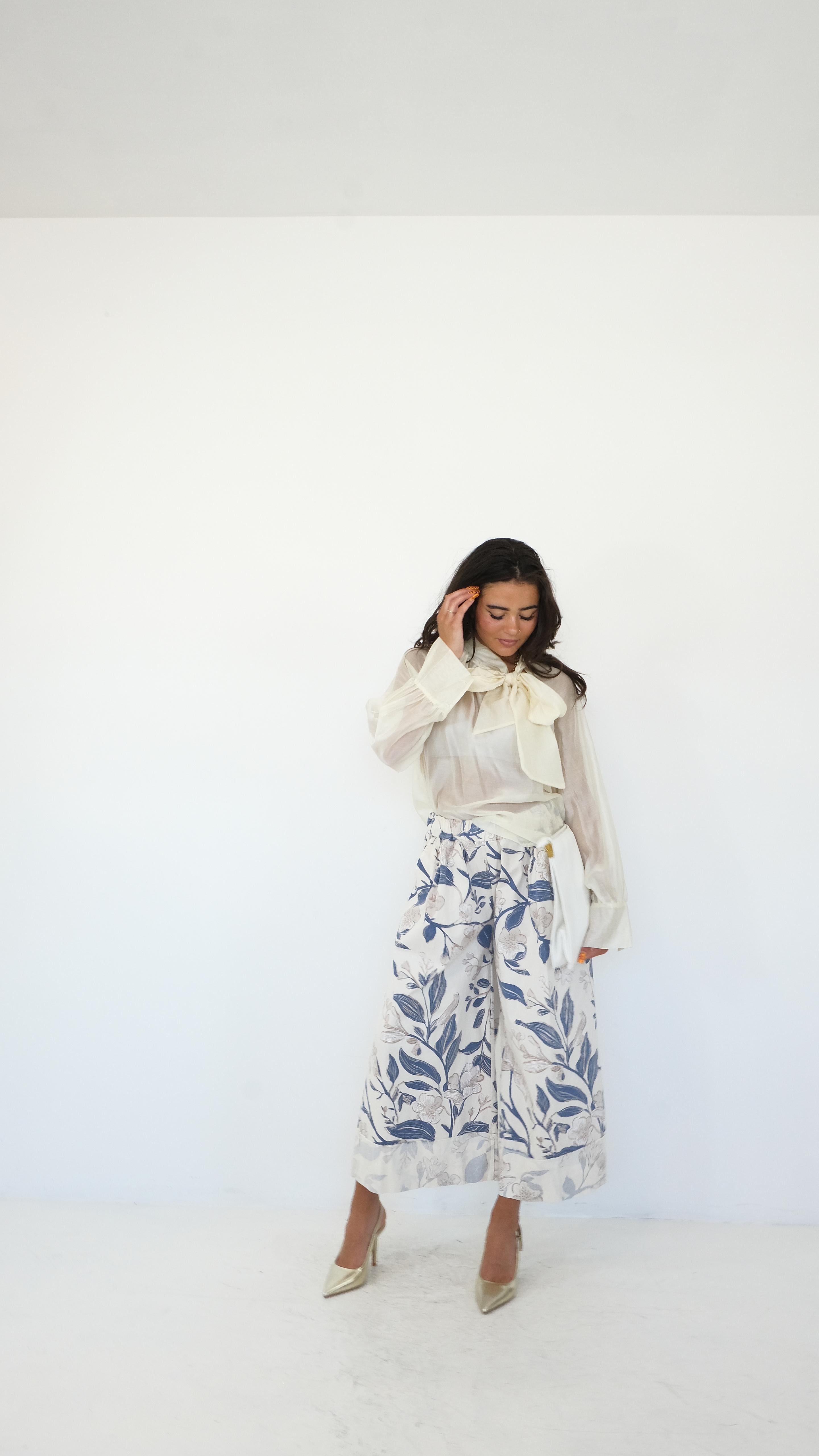 PANTALONE FIORI AZZURRI 6136 NEW