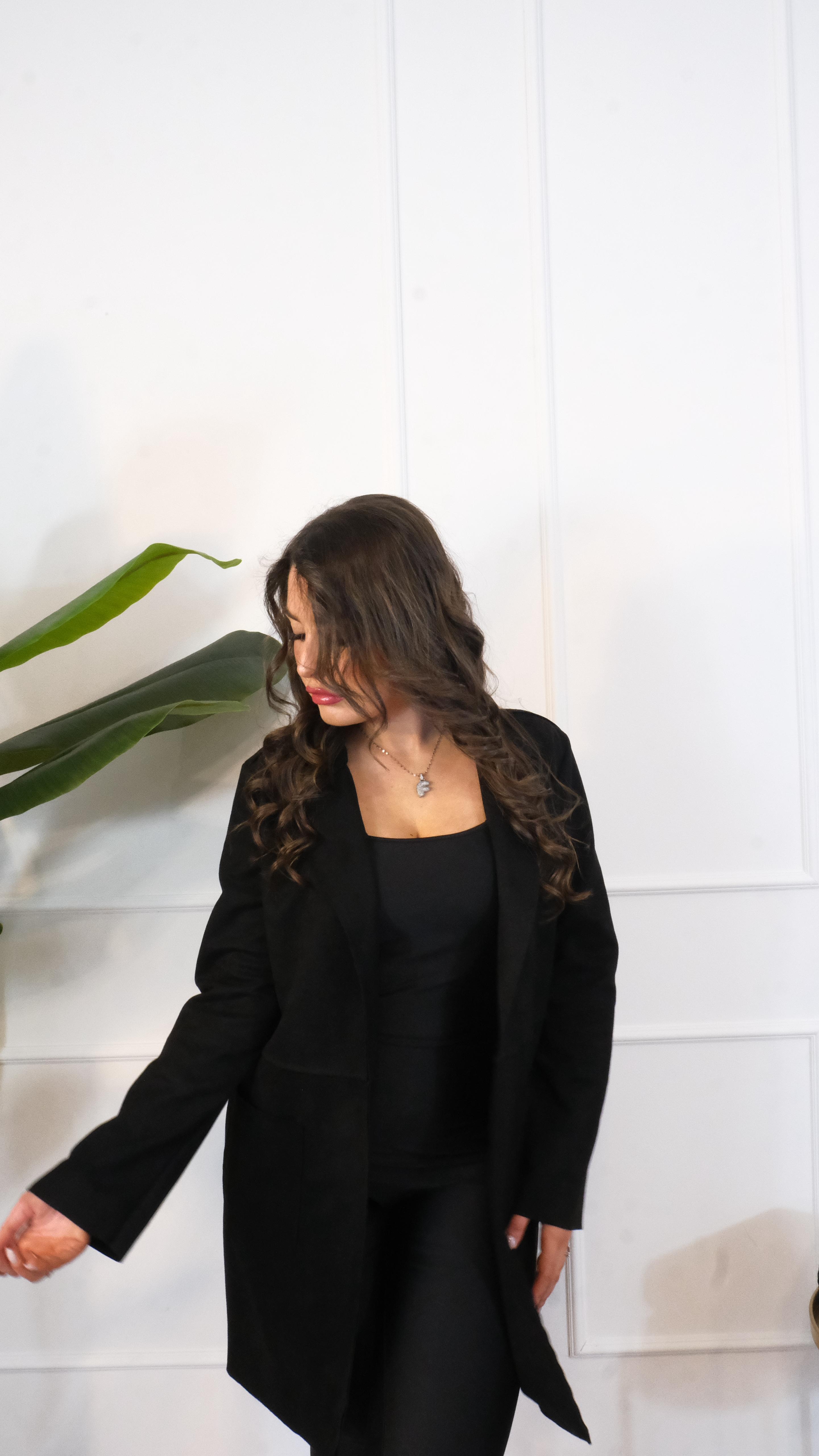 GIACCA SCAMOSCIATA NERA E7922 NEW