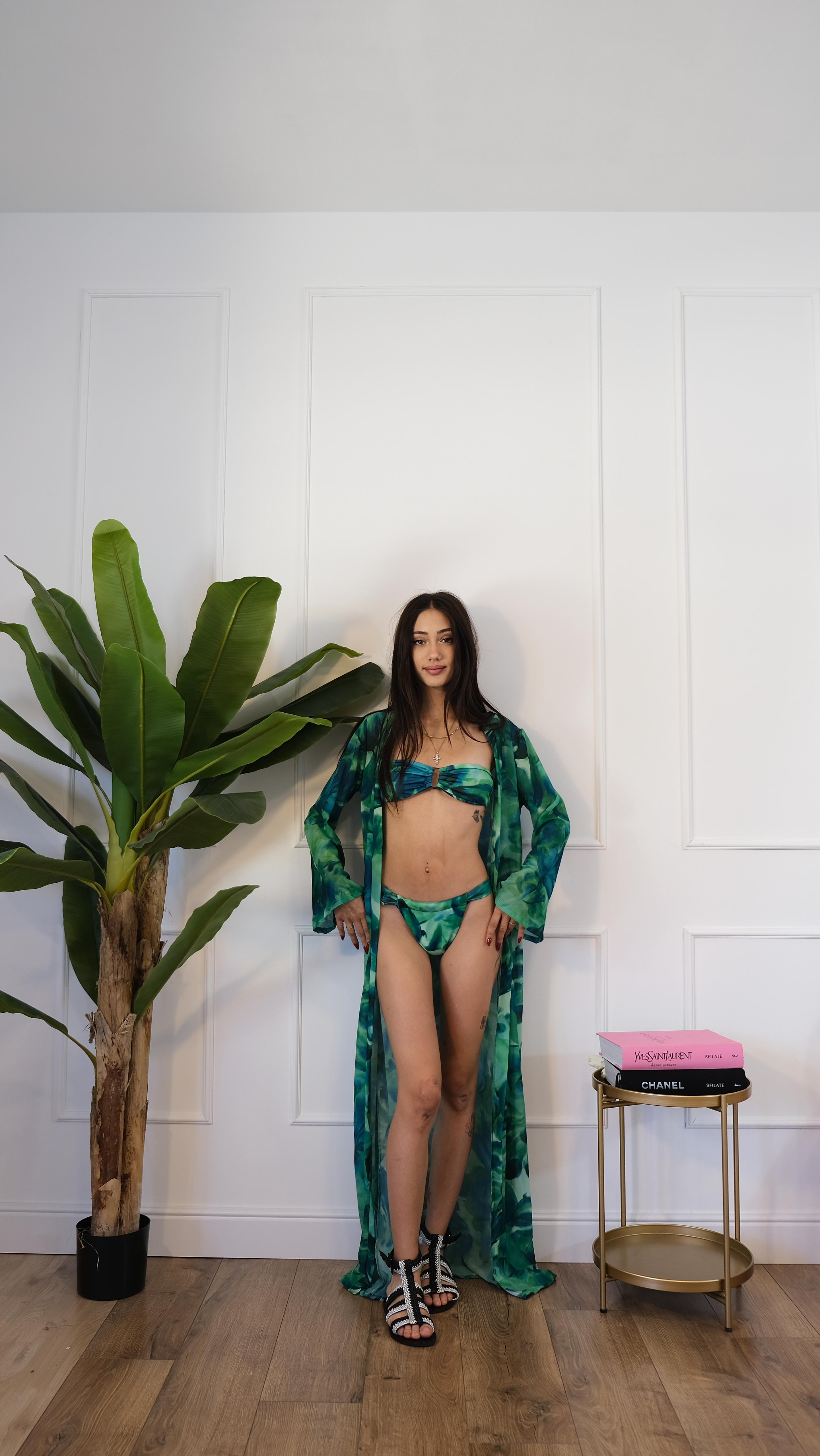 COMPLETO BIKINI E KIMONO VERDE 2249 NEW