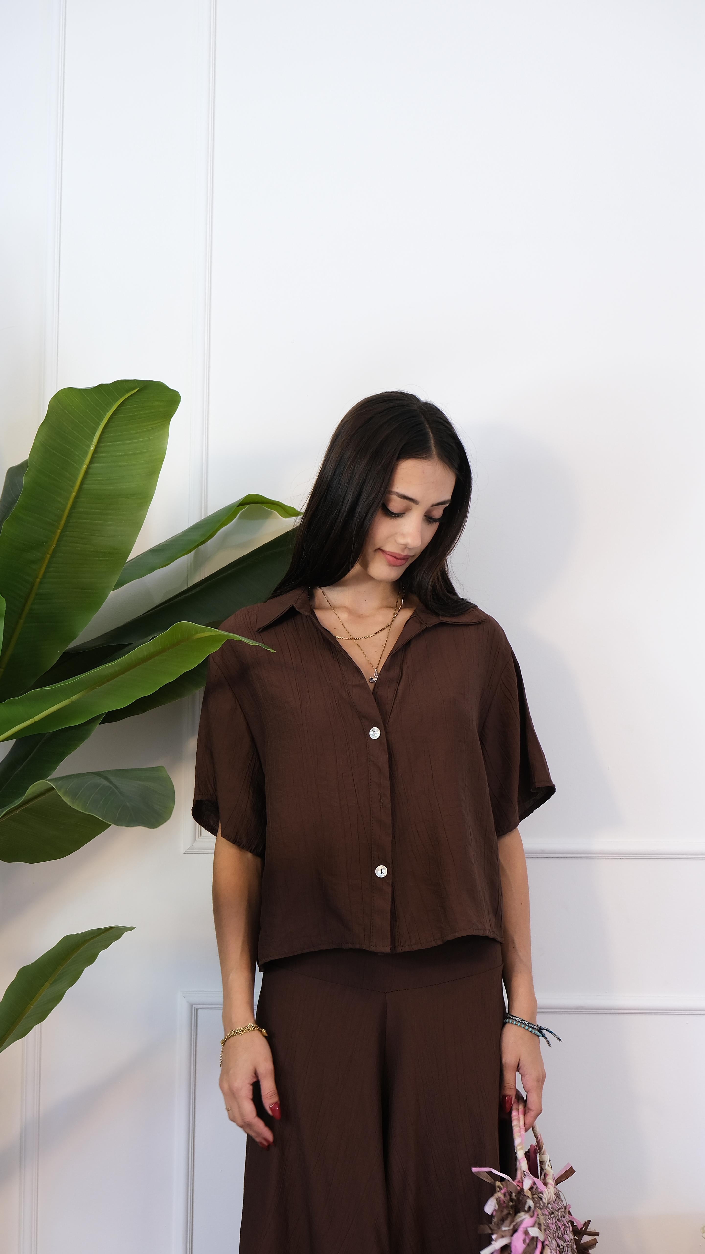 CAMICIA MARRONE BOTTONI 56248 NEW