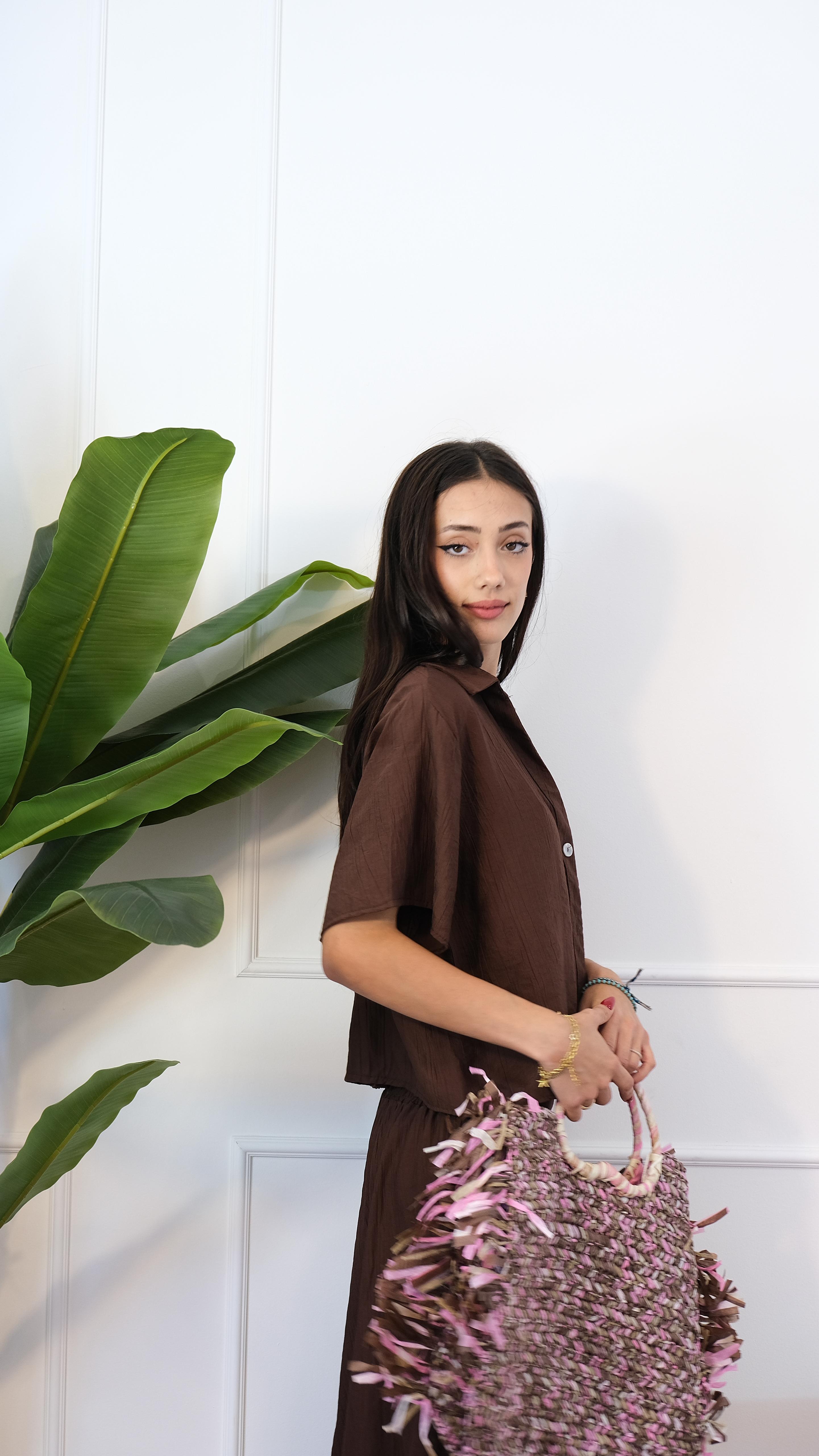 BORSA IN PAGLIA ROSA XY2508
