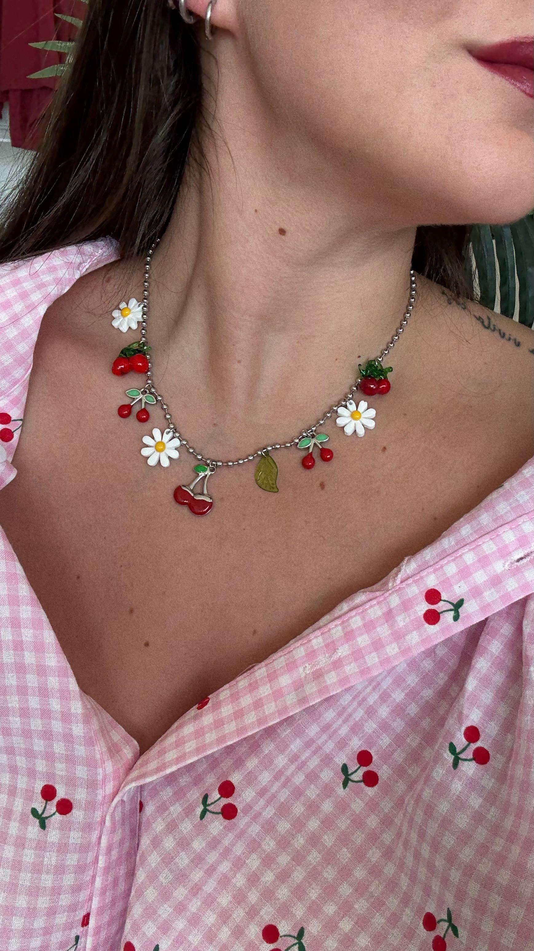 COLLANA CILIEGIE E MARGHERITE NEW