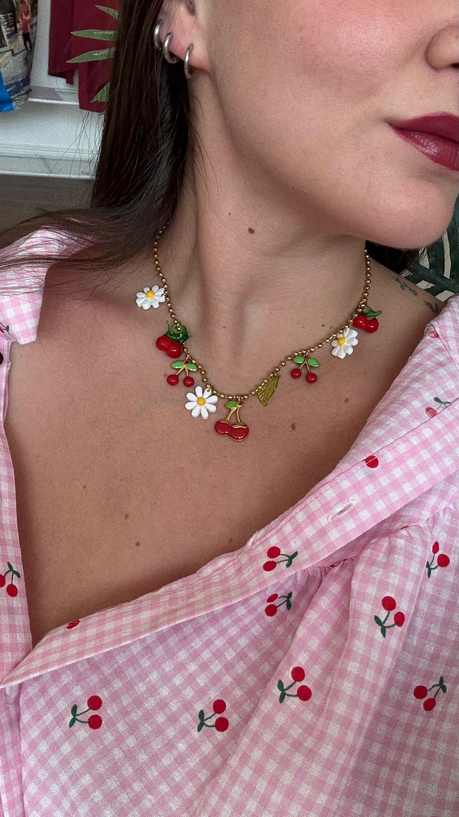 COLLANA CILIEGIE E MARGHERITE NEW