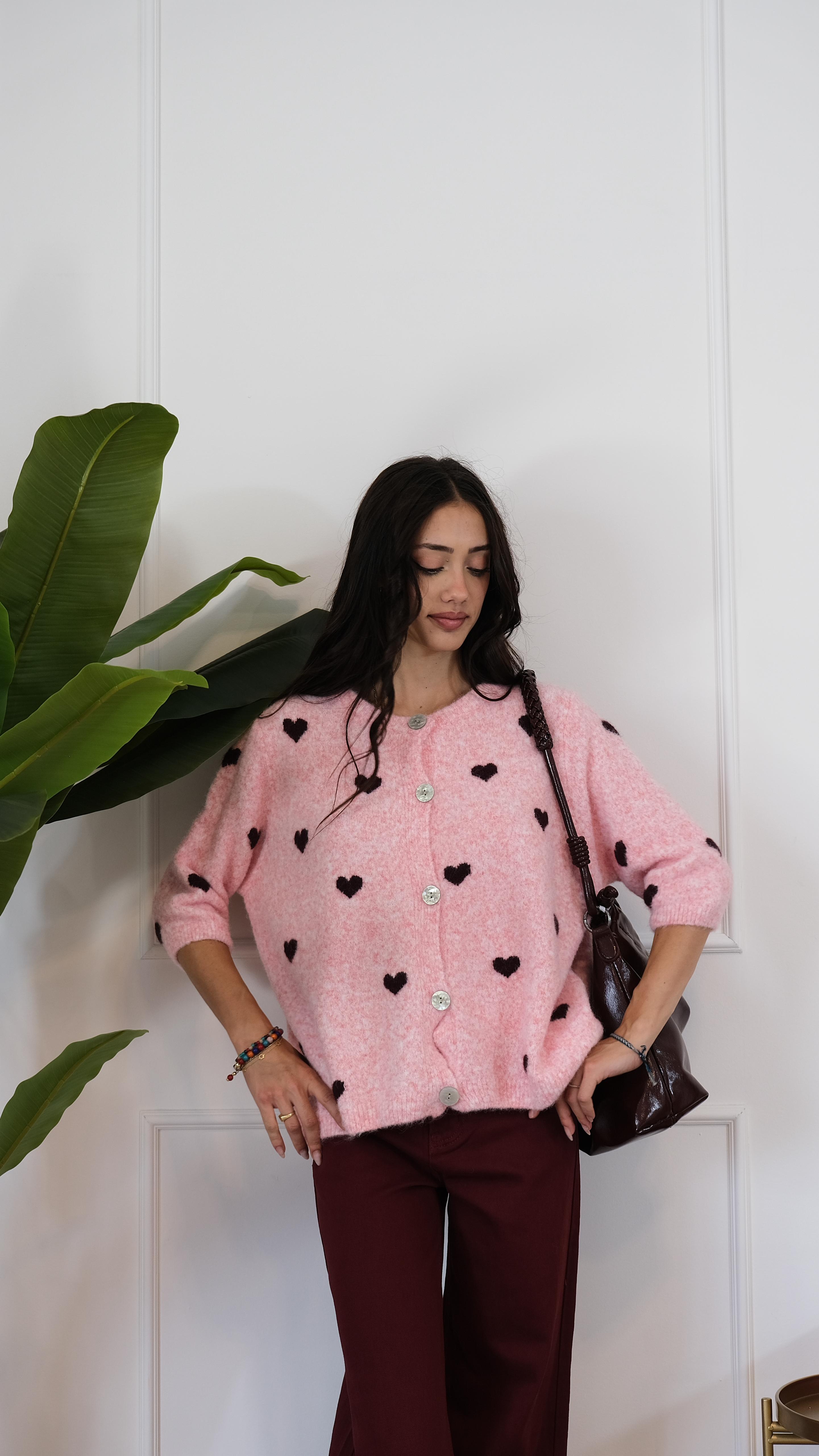 MAGLIONE CUORI DUE COLORI X23003 NEW