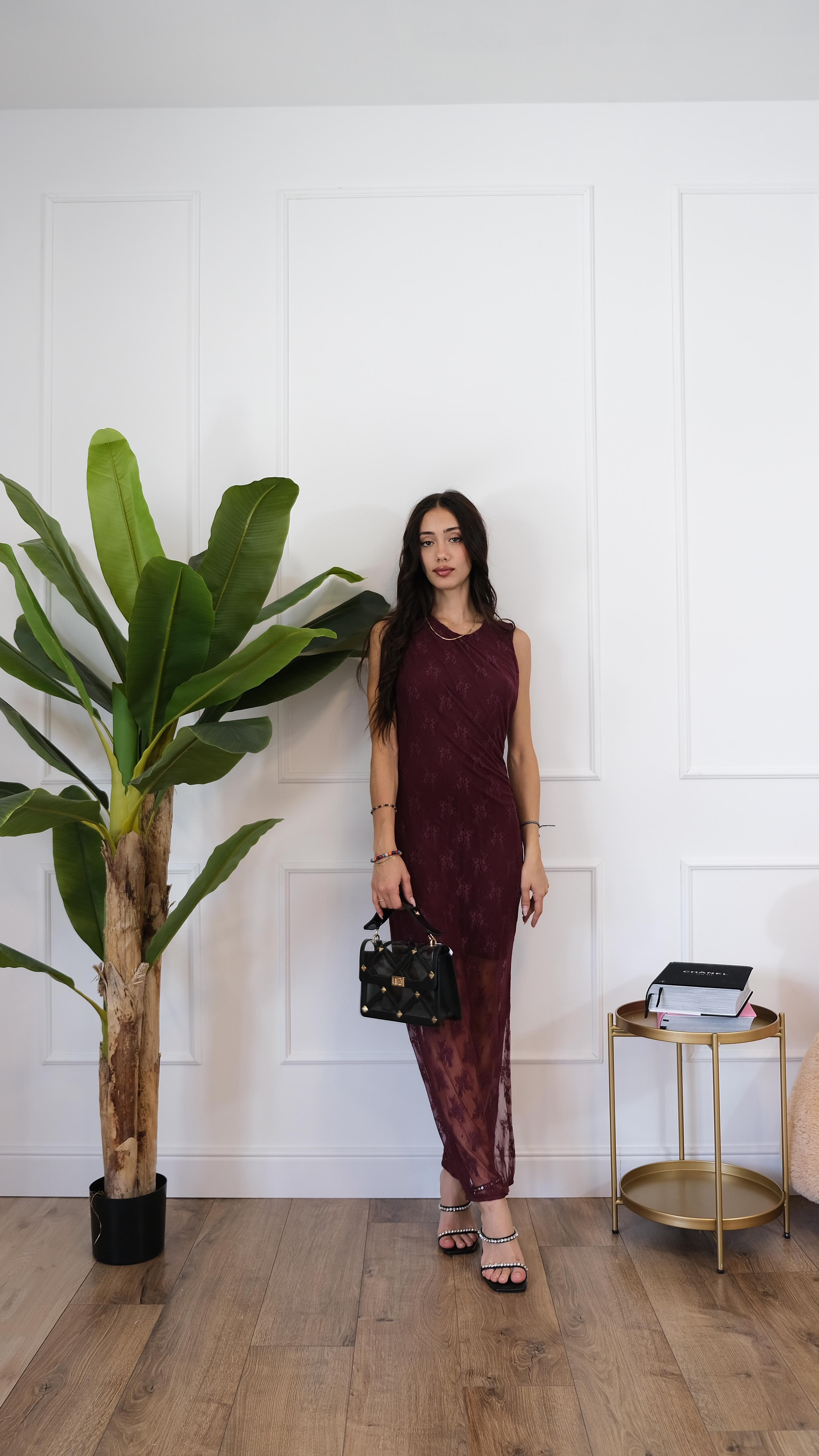 ABITO LUNGO BORDEAUX 12969 NEW