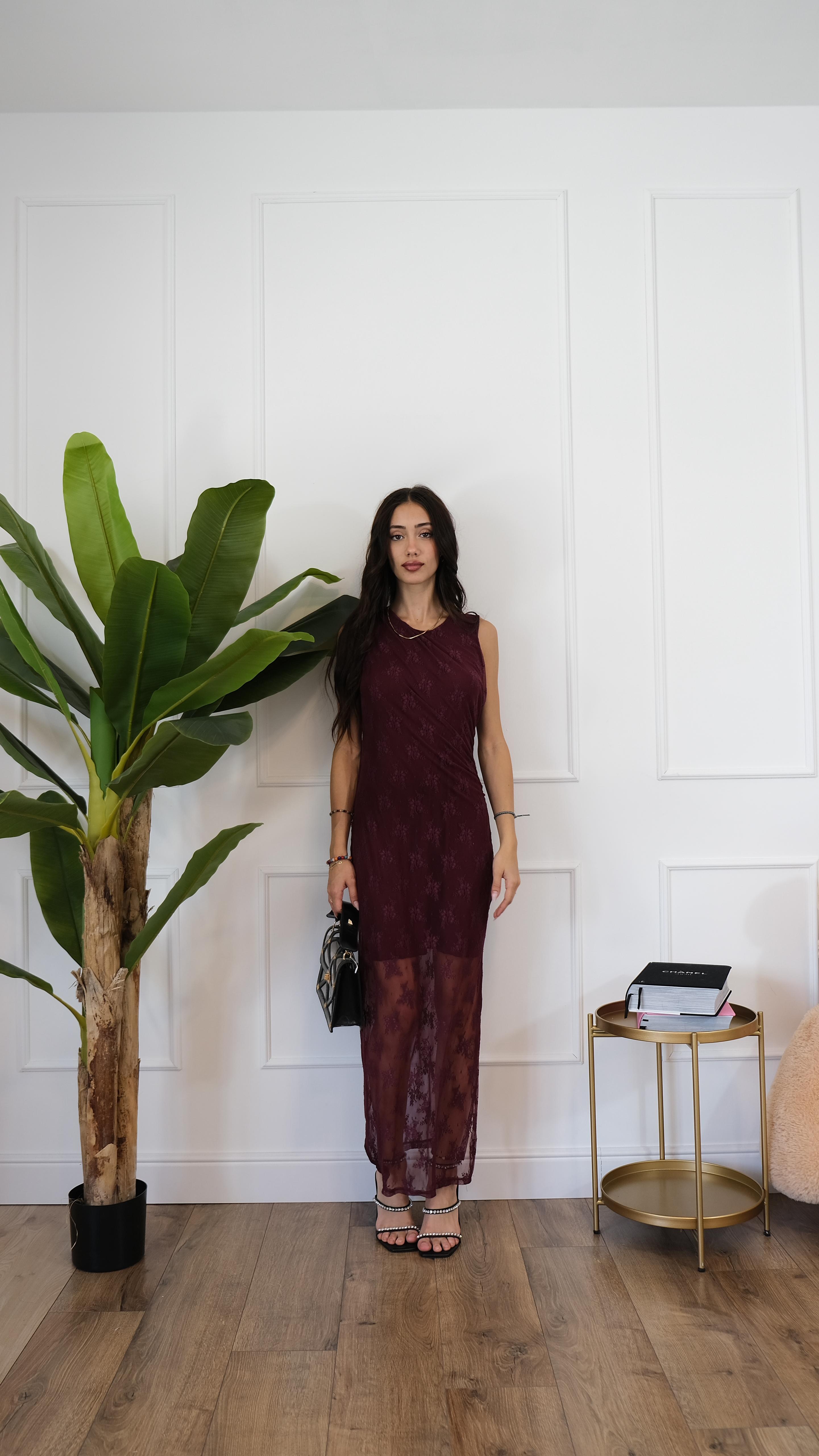 ABITO LUNGO BORDEAUX 12969 NEW