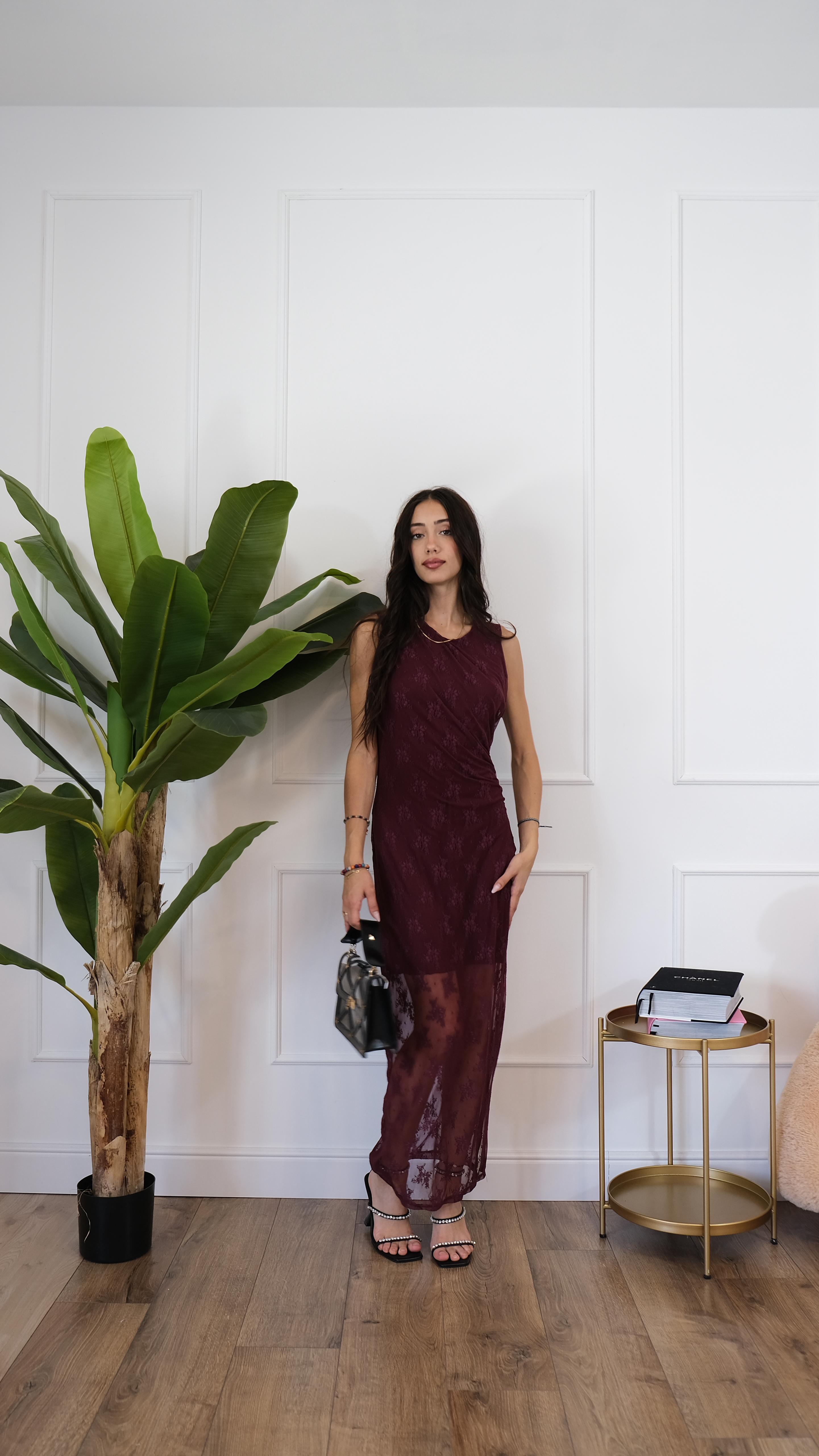 ABITO LUNGO BORDEAUX 12969 NEW