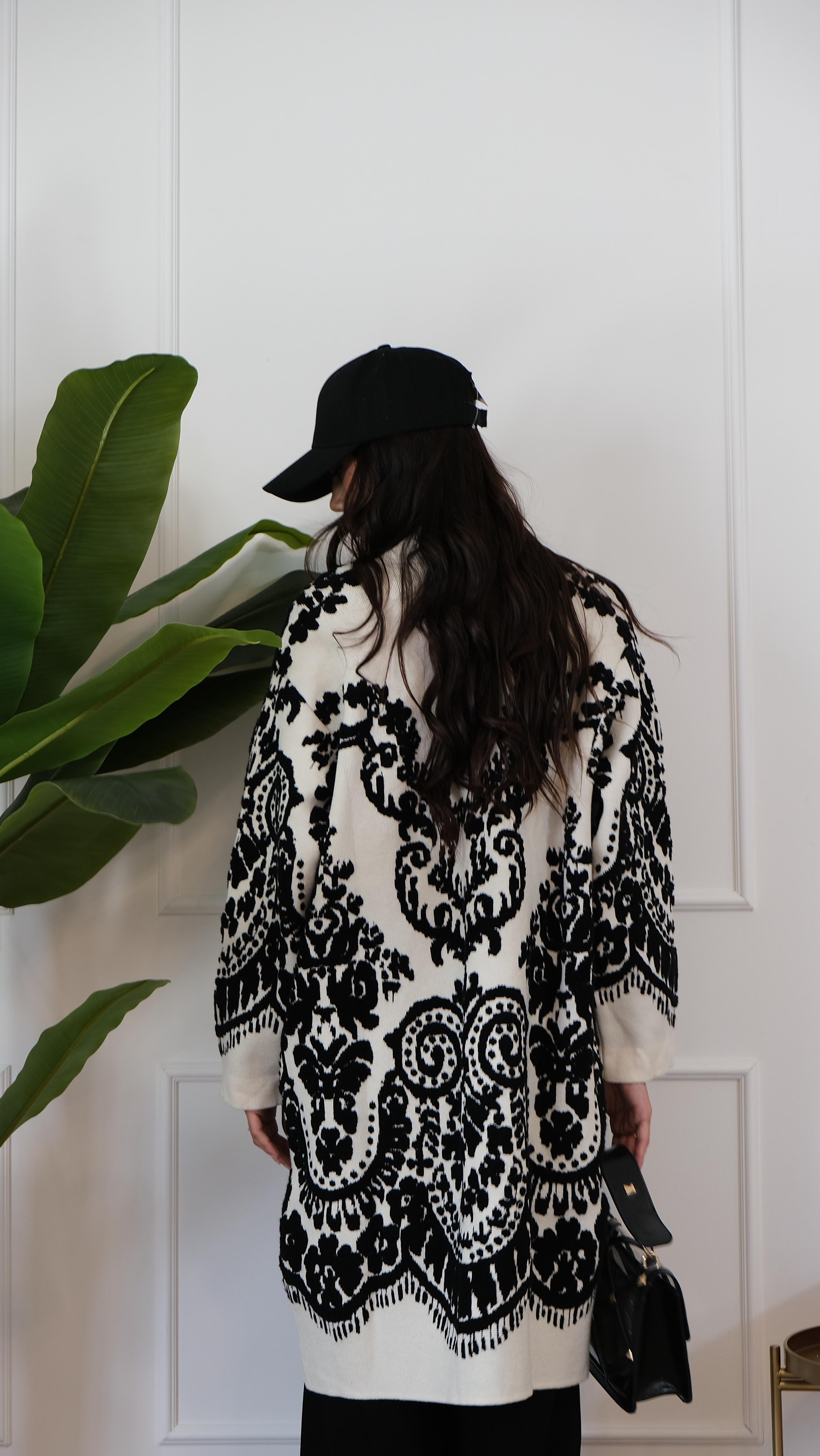 CARDIGAN LUNGO DETTAGLI NERI 8201 NEW