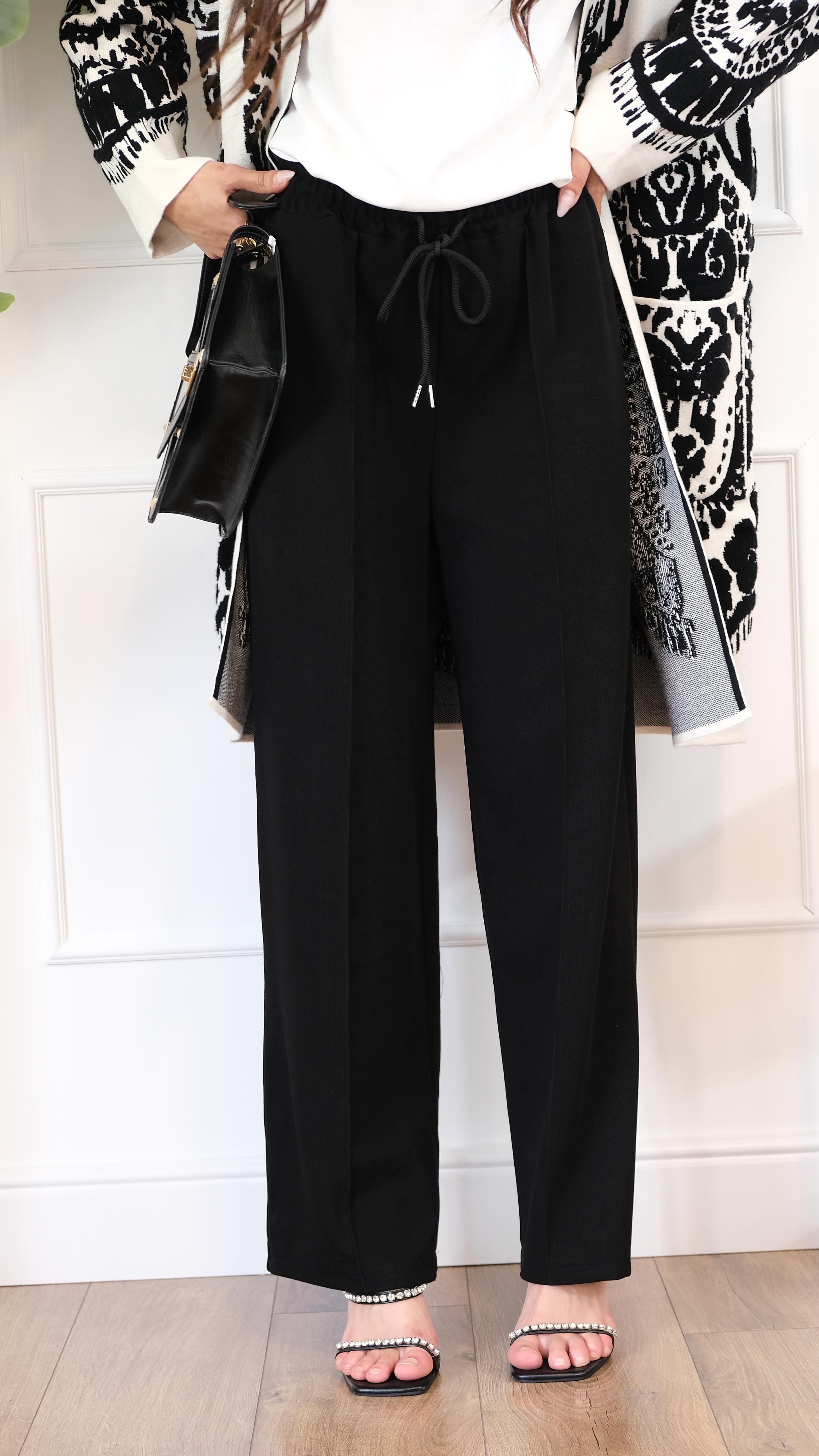 PANTALONE NERO A COSTINE 55120 NEW