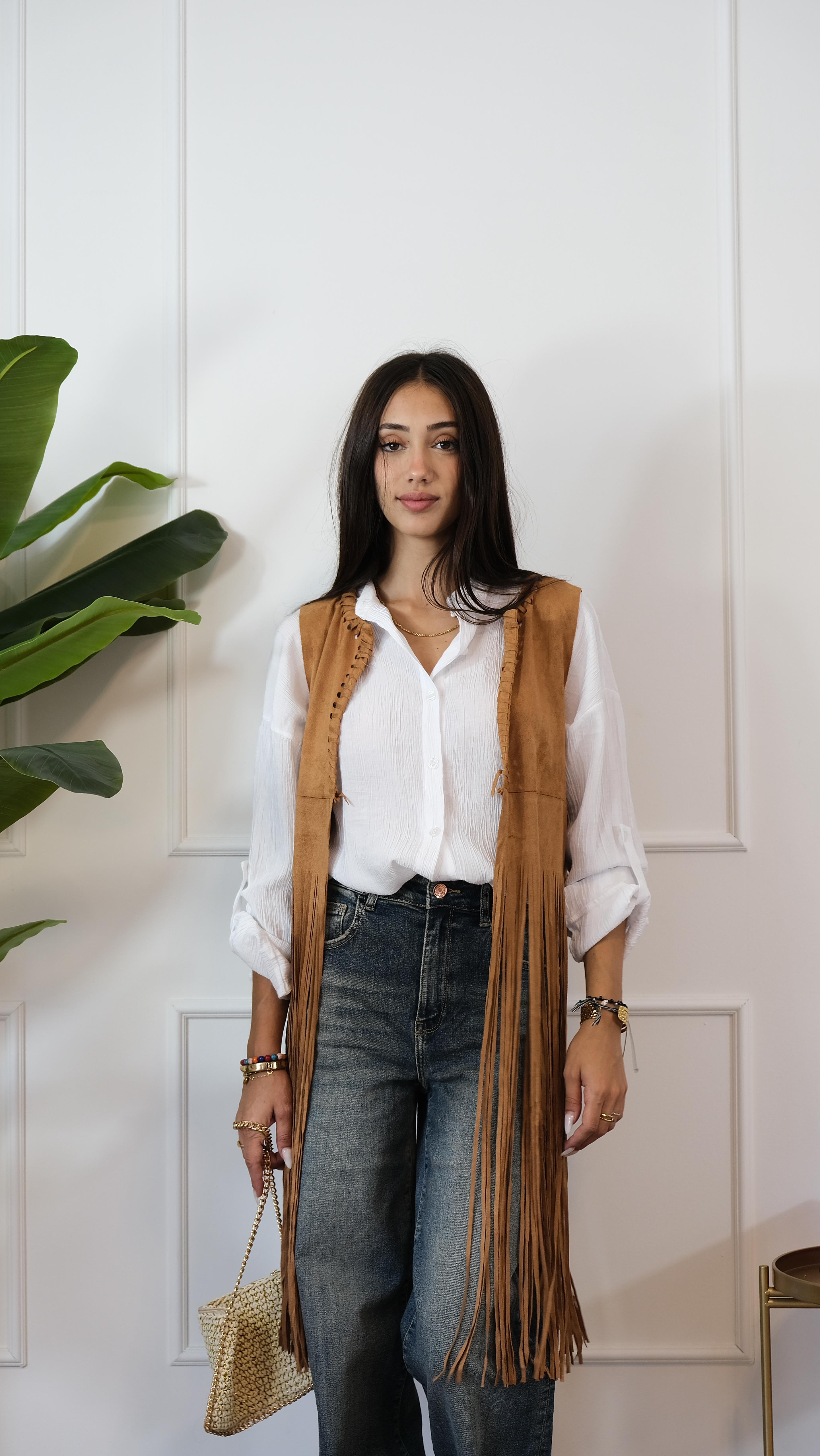 GILET CON FRANGE G11129 NEW
