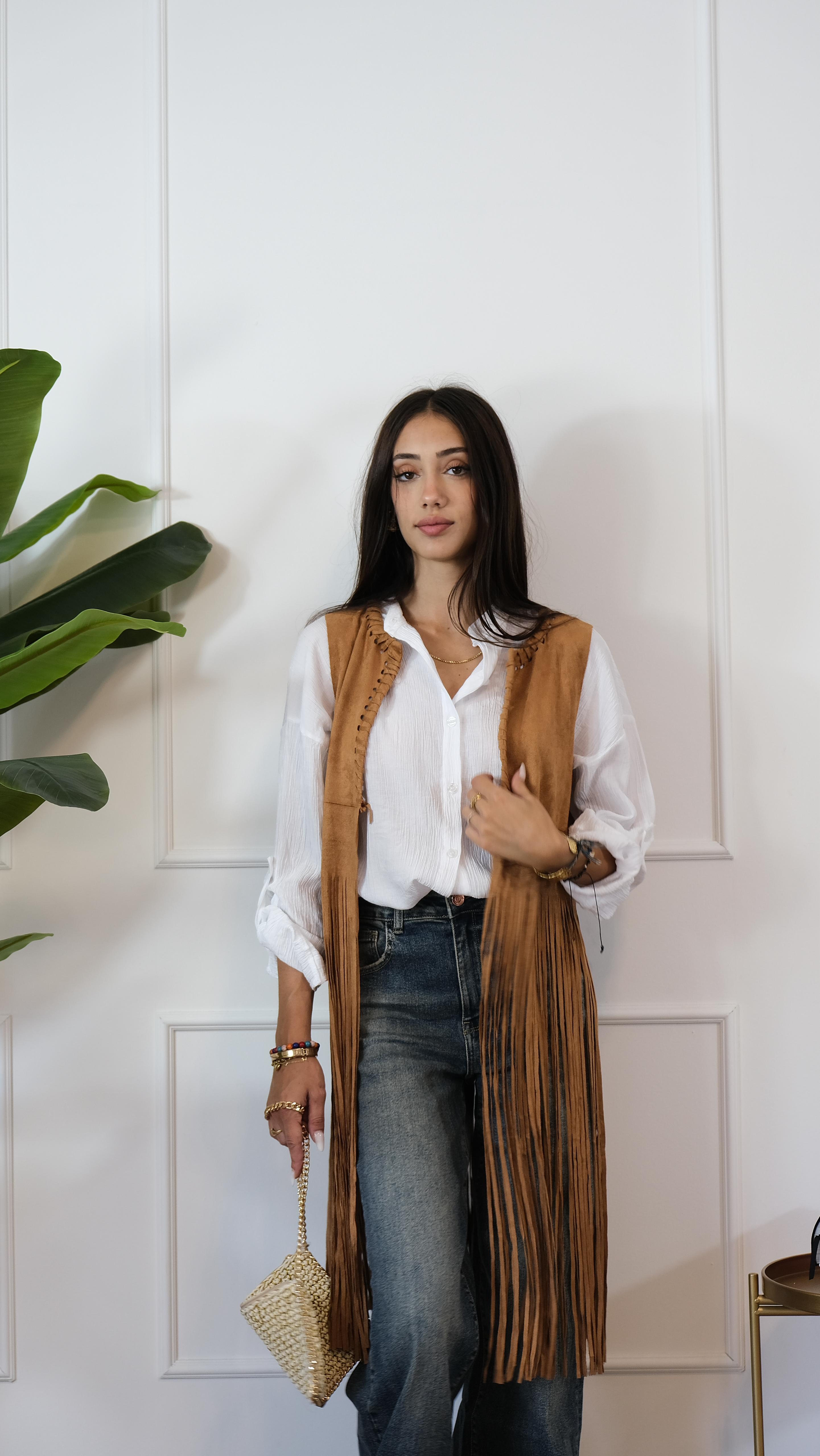 GILET CON FRANGE G11129 NEW