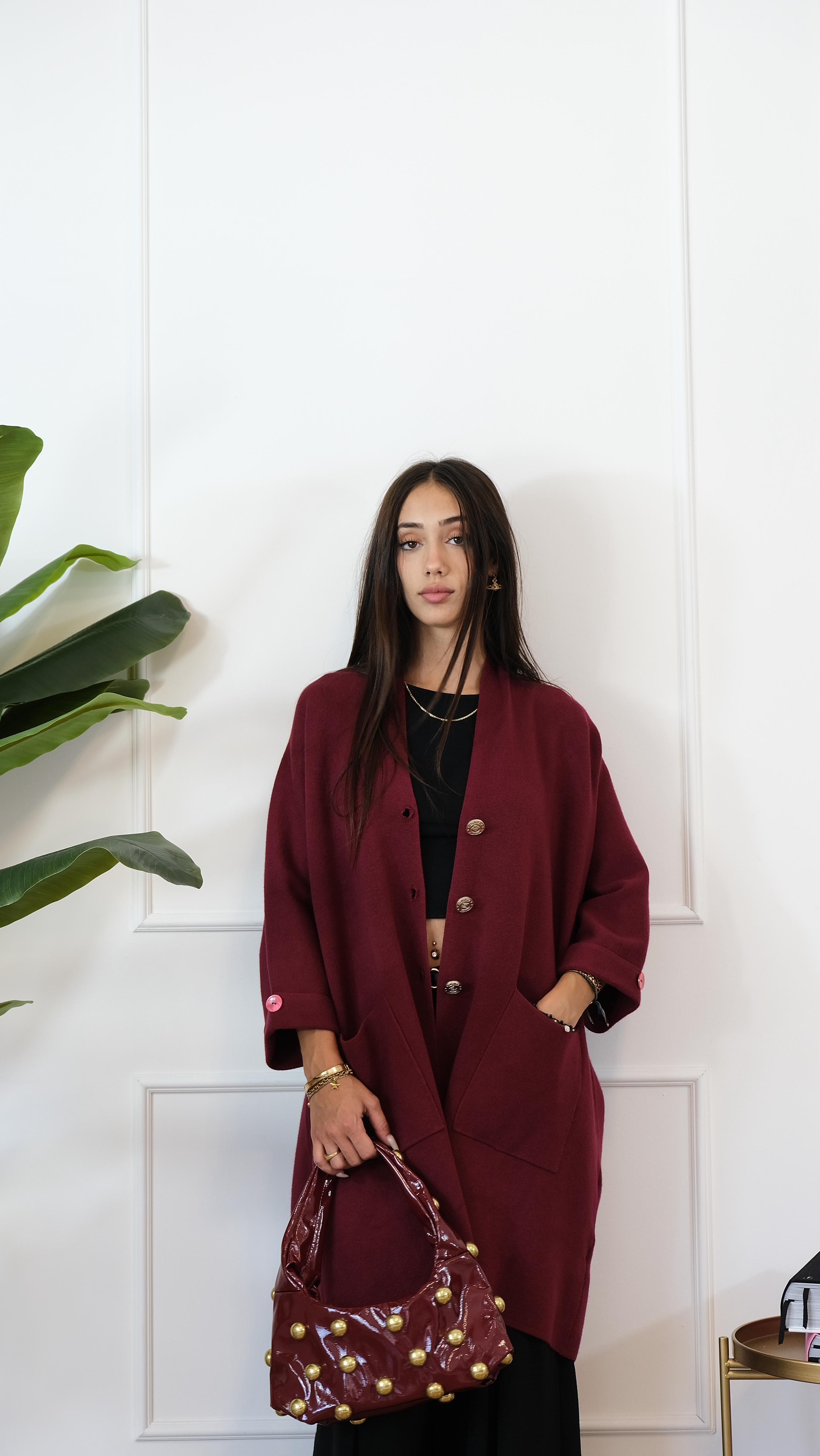CARDIGAN LUNGO BORDEAUX 8841 NEW