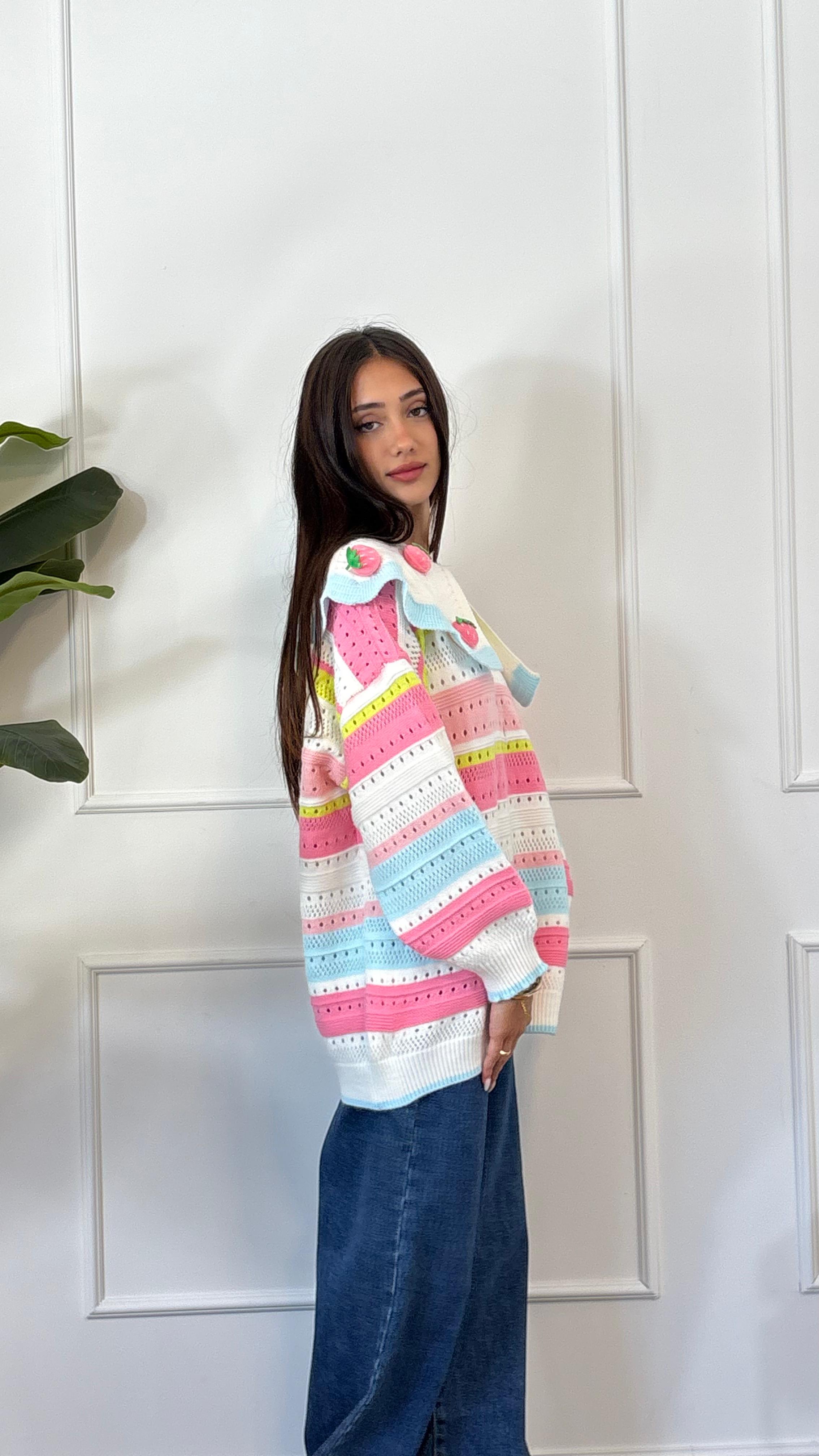 MAGLIONE COLORATO FRAGOLA 8607 NEW