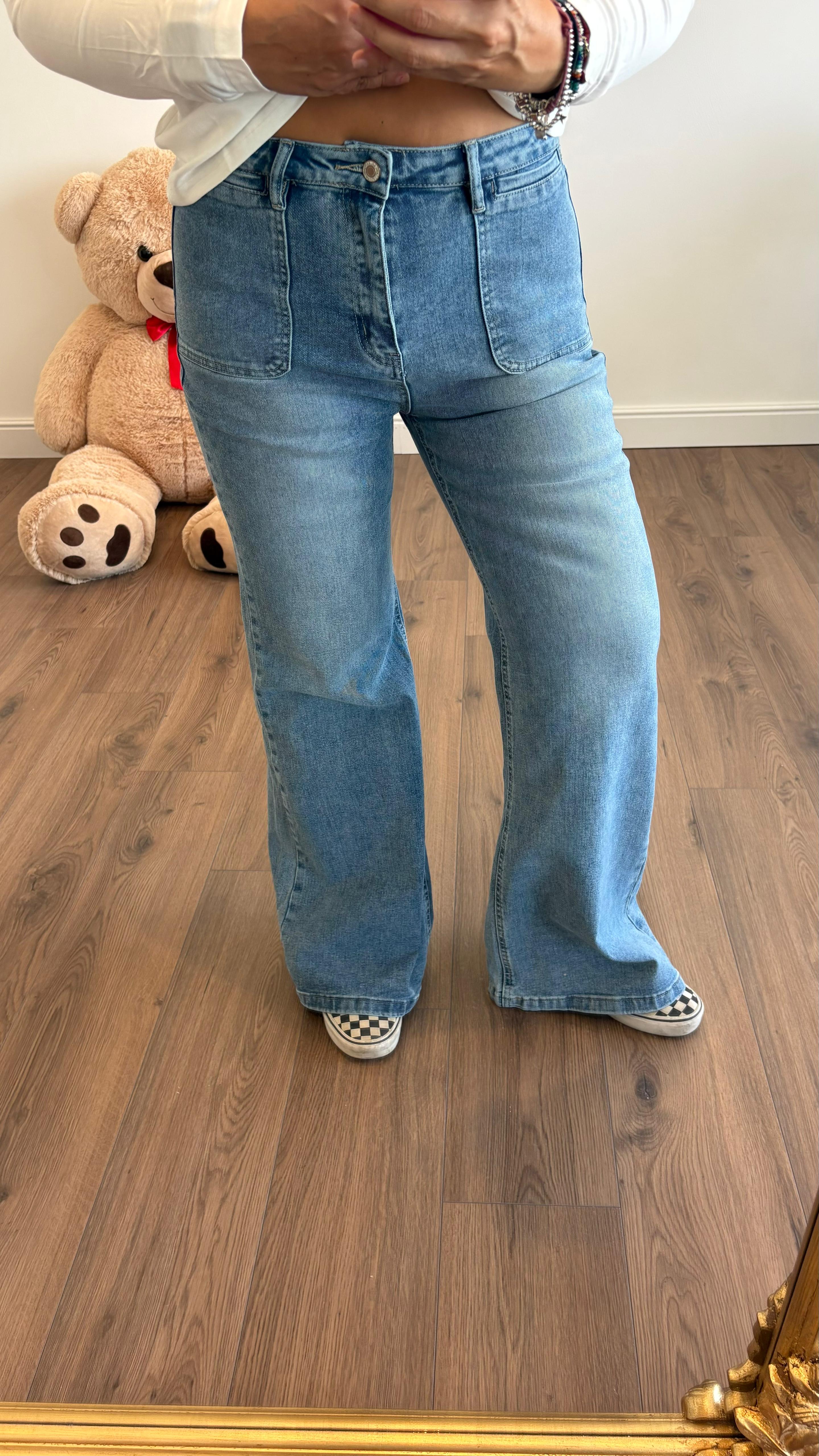 JEANS A PALAZZO CON TASCHE T27 NEW