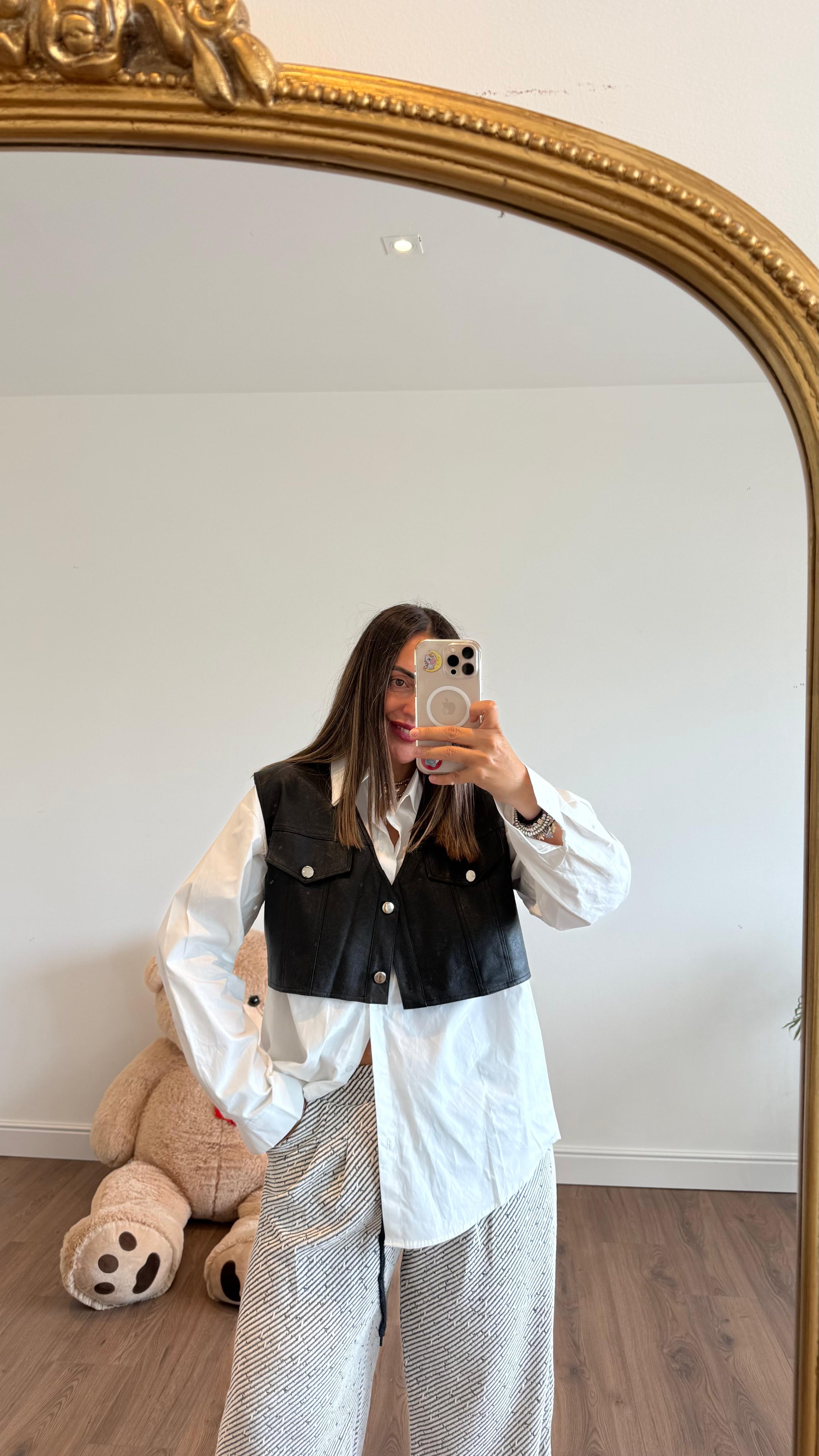 CAMICIA CON GILET ECOPELLE 15657 NEW