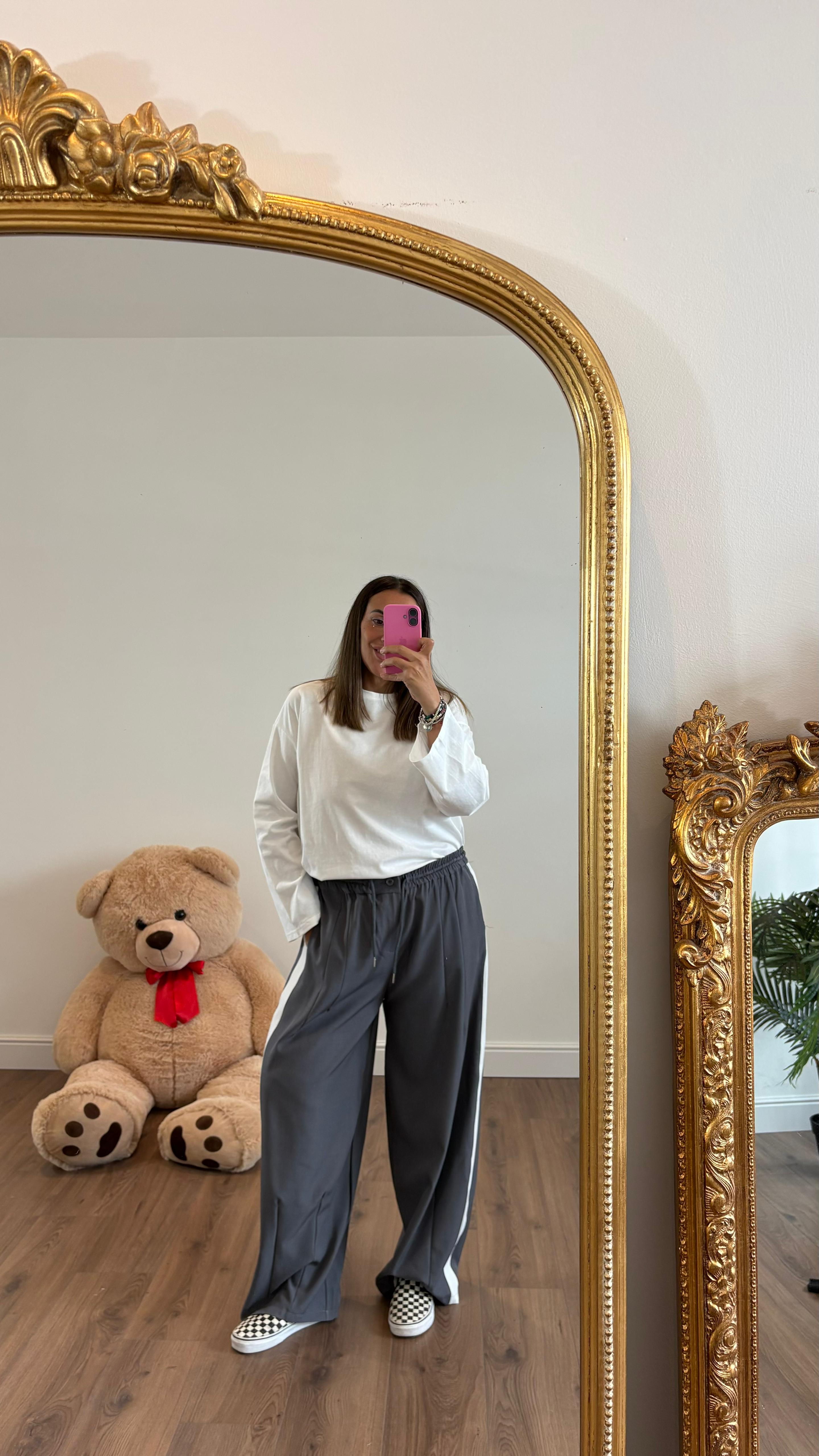 PANTALONE GRIGIO BANDA BIANCA NEW